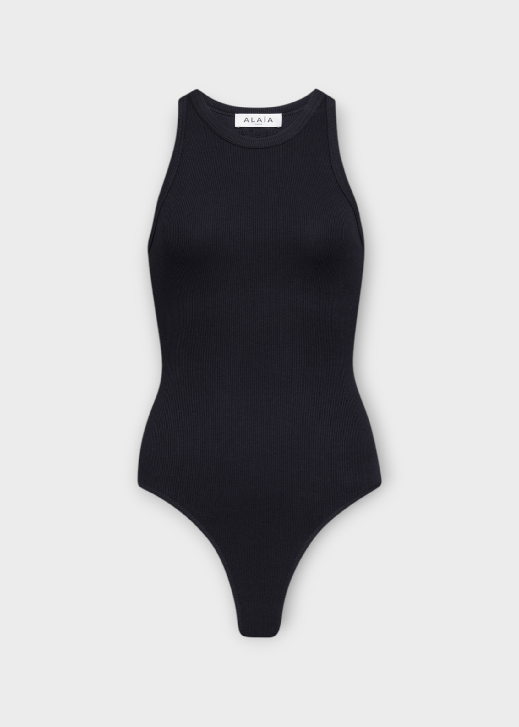 Alaia Alaia Top, Black, Halter Ribbed Sculpting Bodysuit Tank Top