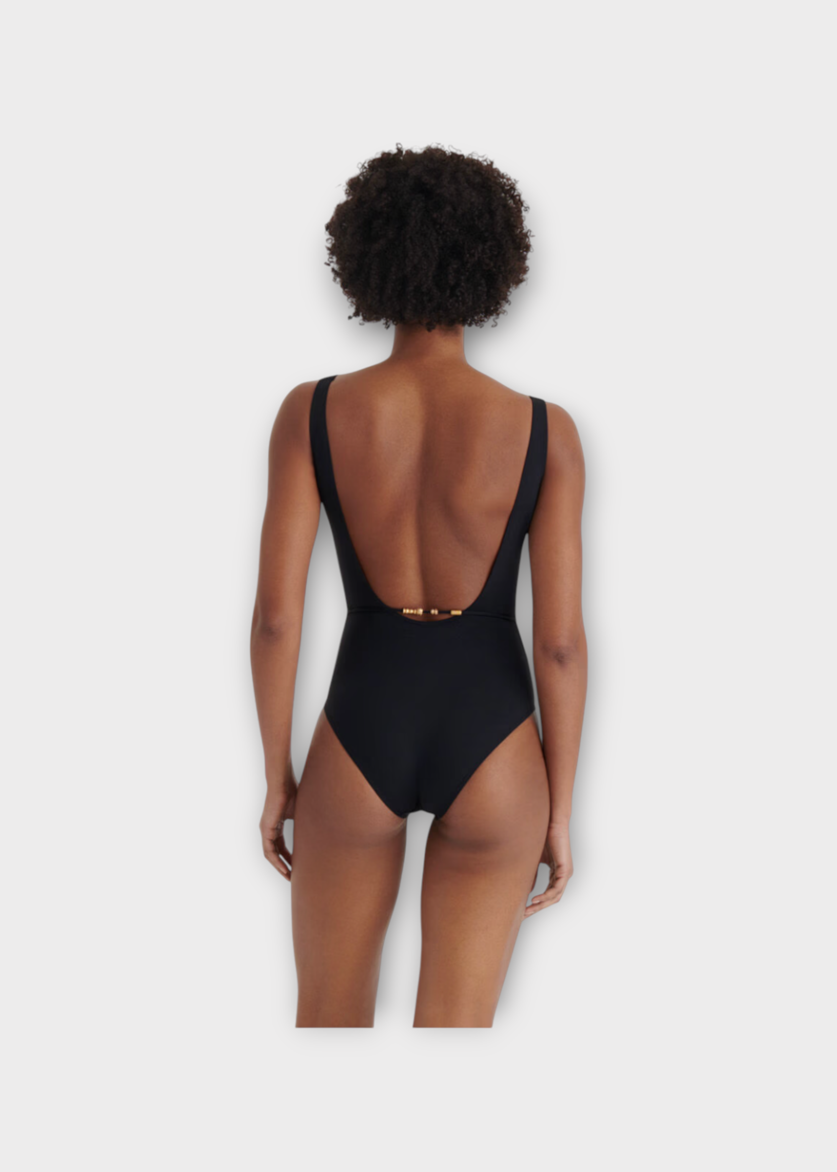 Eres Eres Swimwear, Black, Lagon Sophisticated Tank One Piece Swimsuit In Noir w/ Gold Beads