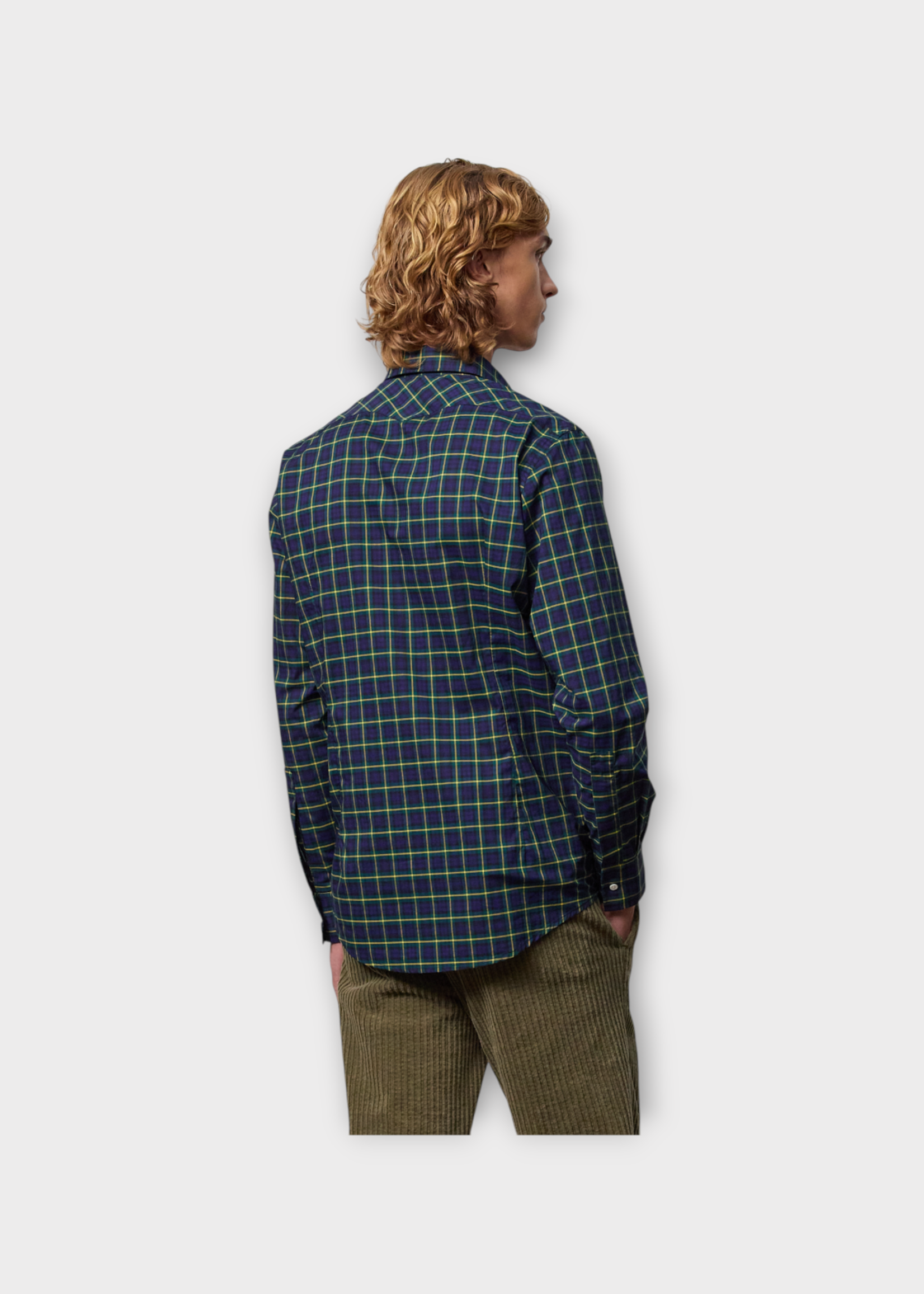 Massimo Alba Massimo Alba Shirt, Print, Arizona Cotton Regular Fit Shirt In Blu w/ Check Print & Chest Pockets