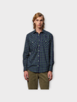 Massimo Alba Massimo Alba Shirt, Print, Arizona Cotton Regular Fit Shirt In Blu w/ Check Print & Chest Pockets