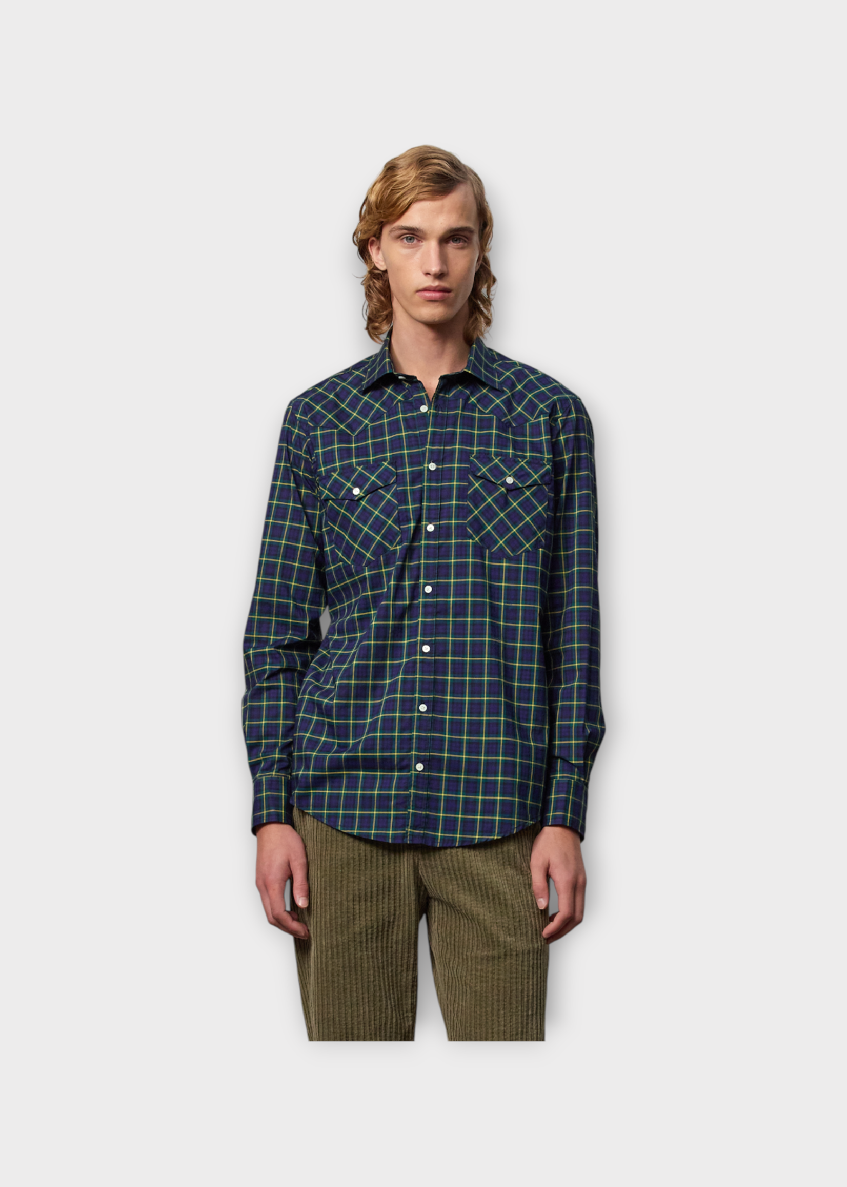 Massimo Alba Massimo Alba Shirt, Print, Arizona Cotton Regular Fit Shirt In Blu w/ Check Print & Chest Pockets