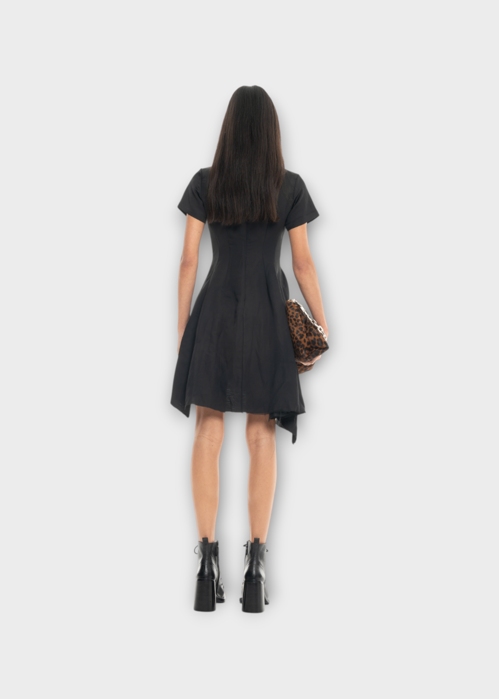 Marques' Almeida Marques' Almeida Dress, Black, Linen Mix Crew Neck Structured T-Shirt Mini Dress In Black