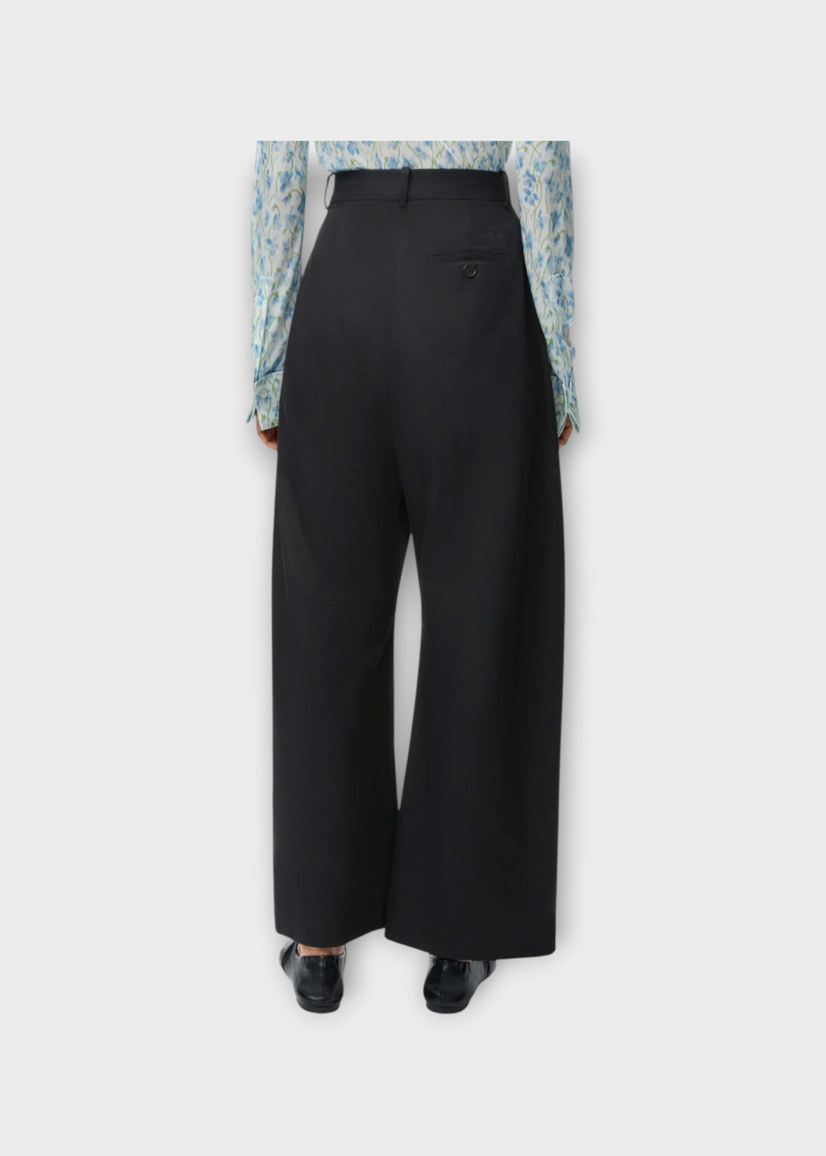 Loewe Loewe Trousers, Black, Barrel Cotton & Silk Mid Waist Wide Leg Balloon Trousers