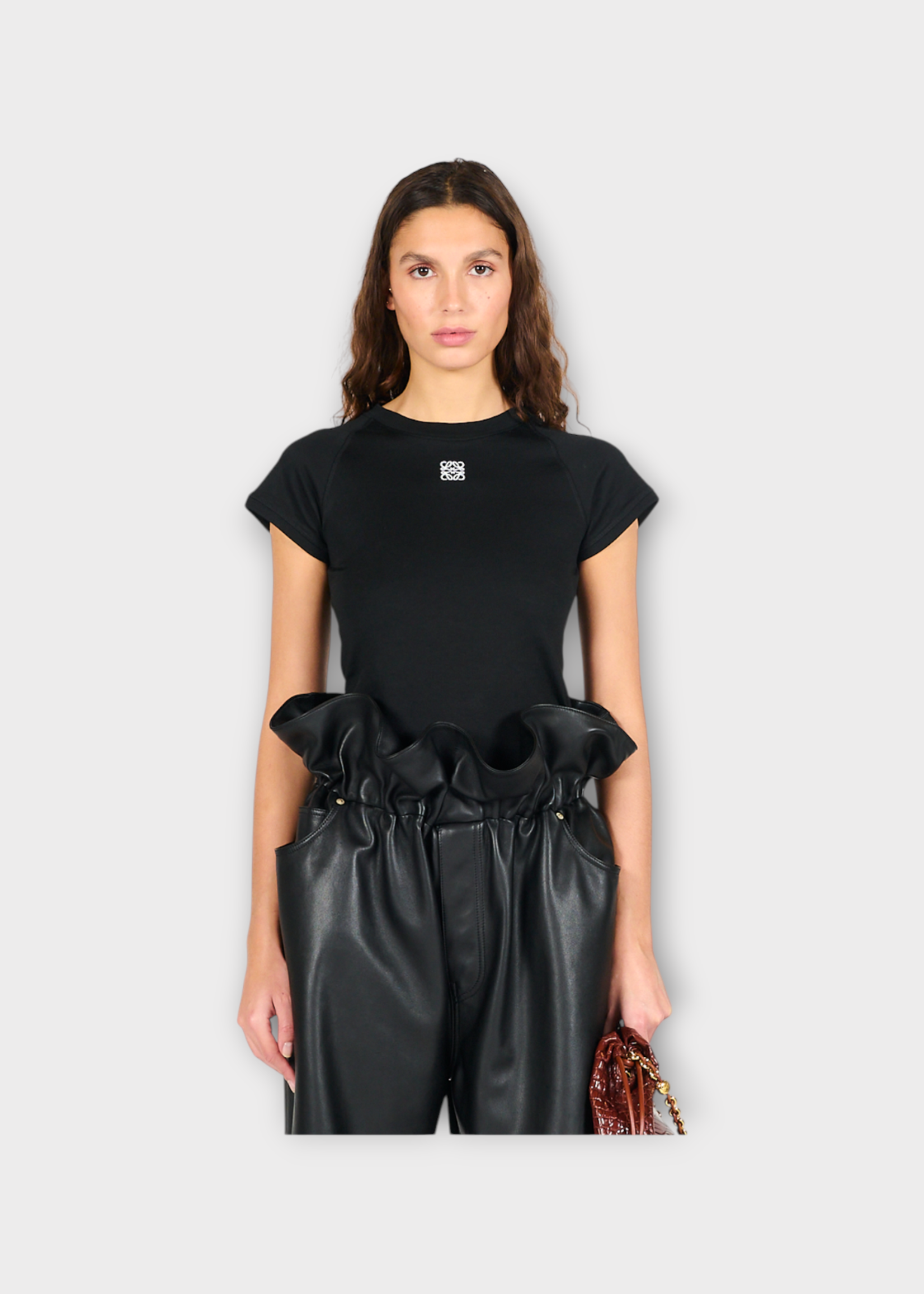 Loewe Loewe T-Shirt, Black, Cotton Mix Small Fit T-Shirt In Black w/ Anagram Embroidery