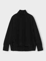 Barrie Barrie Knitwear, Black, Cashmere Turtle Neck Borders Oversized Knitwear
