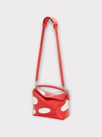 Loewe Loewe Bag, Multi, Puzzle Edge Calf Leather Top Handle Zip Closure In Dark Red & White w/ Mushroom Print
