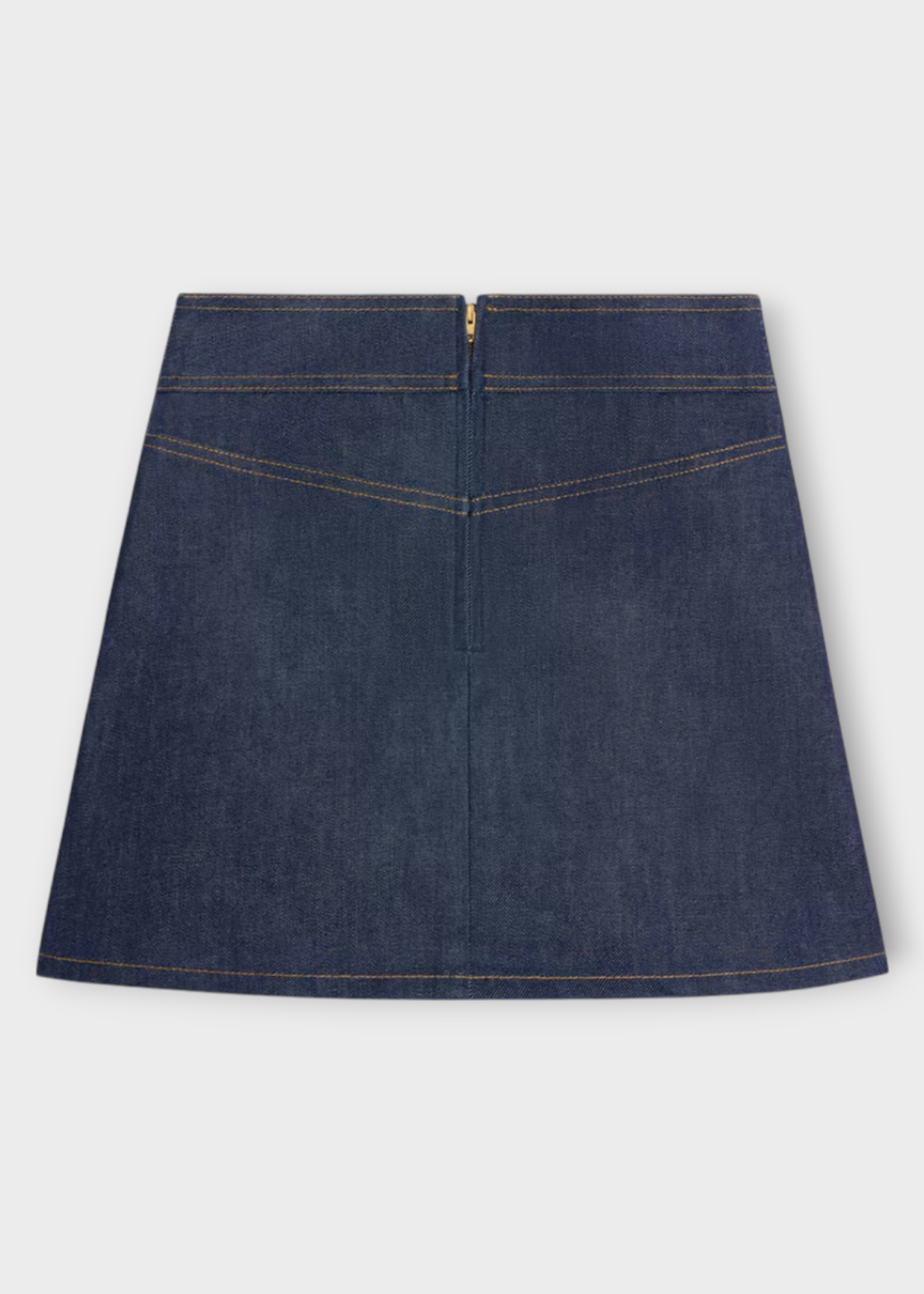 Celine Celine Skirt, Blue, Mini Jupe Signature Rigid Indigo Denim In Raw Wash