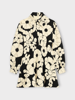 Celine Celine Dress, Multi, Wool Bow Neck Long Balloon Sleeve Mini Skater Organza Dress In Ivory & Black