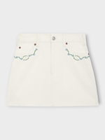 Celine Celine Skirt, White, Cotton Denim Mini Skirt In Raw Wash