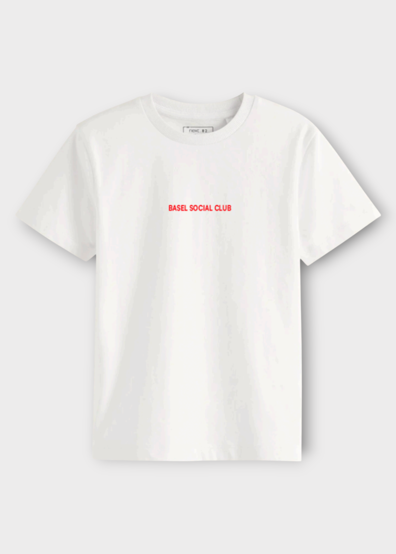 Tasoni Tasoni T-Shirt, White, Basel Social Club Cotton Crew Neck Short Sleeve T-Shirt