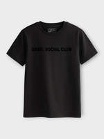 Tasoni Tasoni T-Shirt, Black, Basel Social Club Cotton Crew Neck Short Sleeve T-Shirt