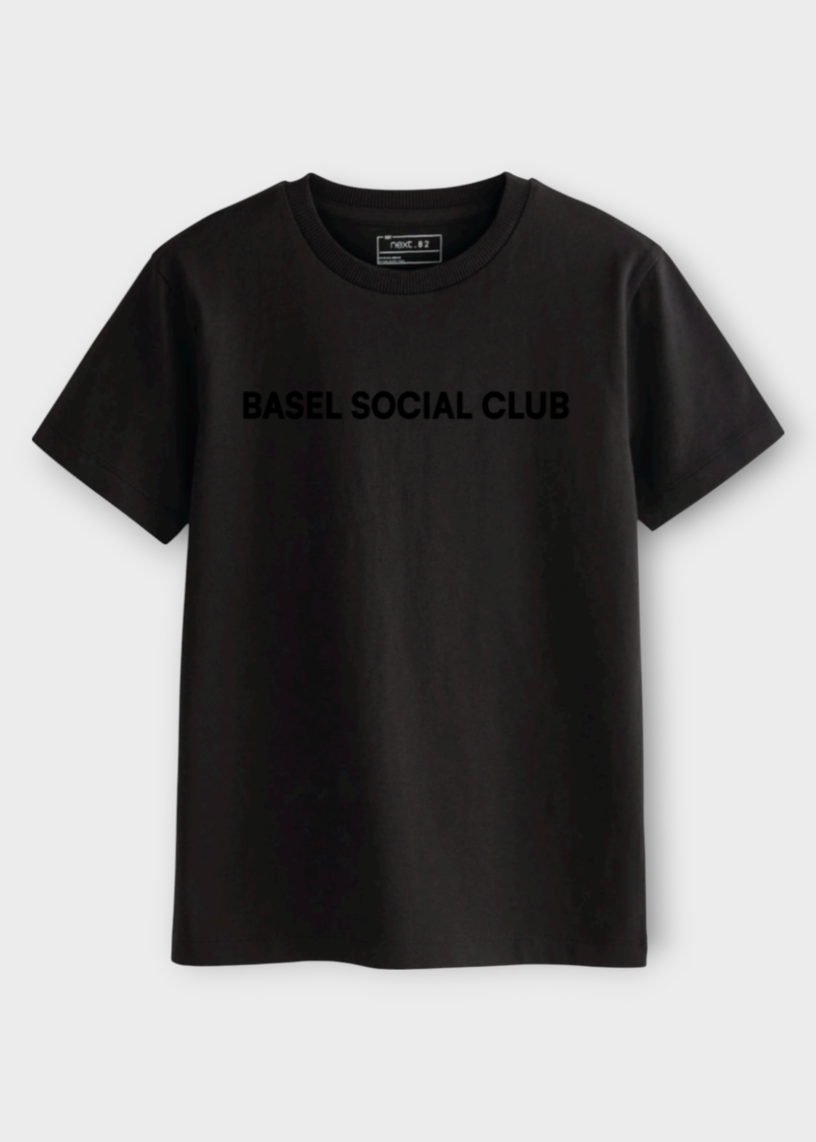 Tasoni Tasoni T-Shirt, Black, Basel Social Club Cotton Crew Neck Short Sleeve T-Shirt