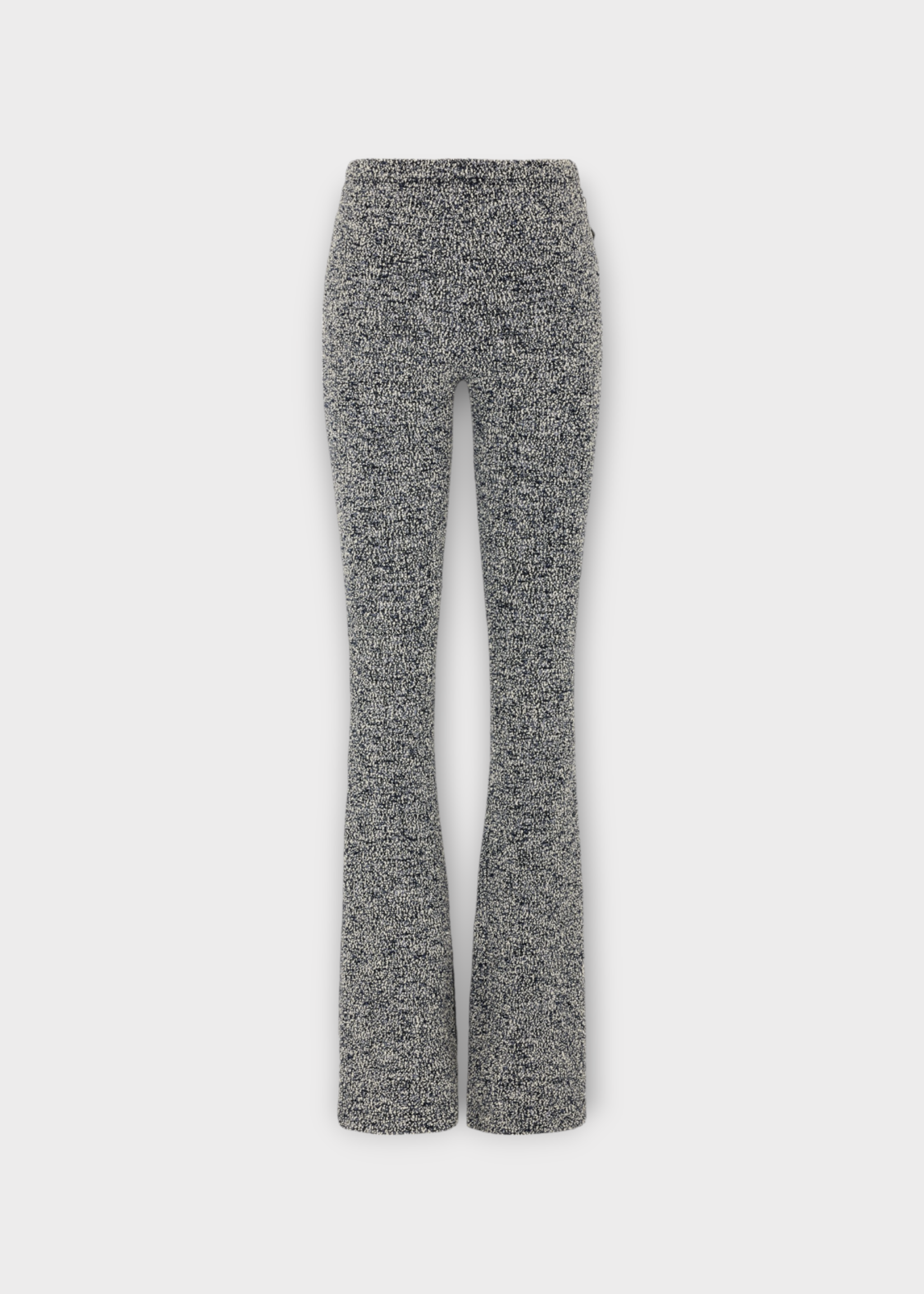 Rabanne Rabanne Trousers, Multi, Slim Fit High Waist Flared Leg Pants In Navy White w/ Zip Detail