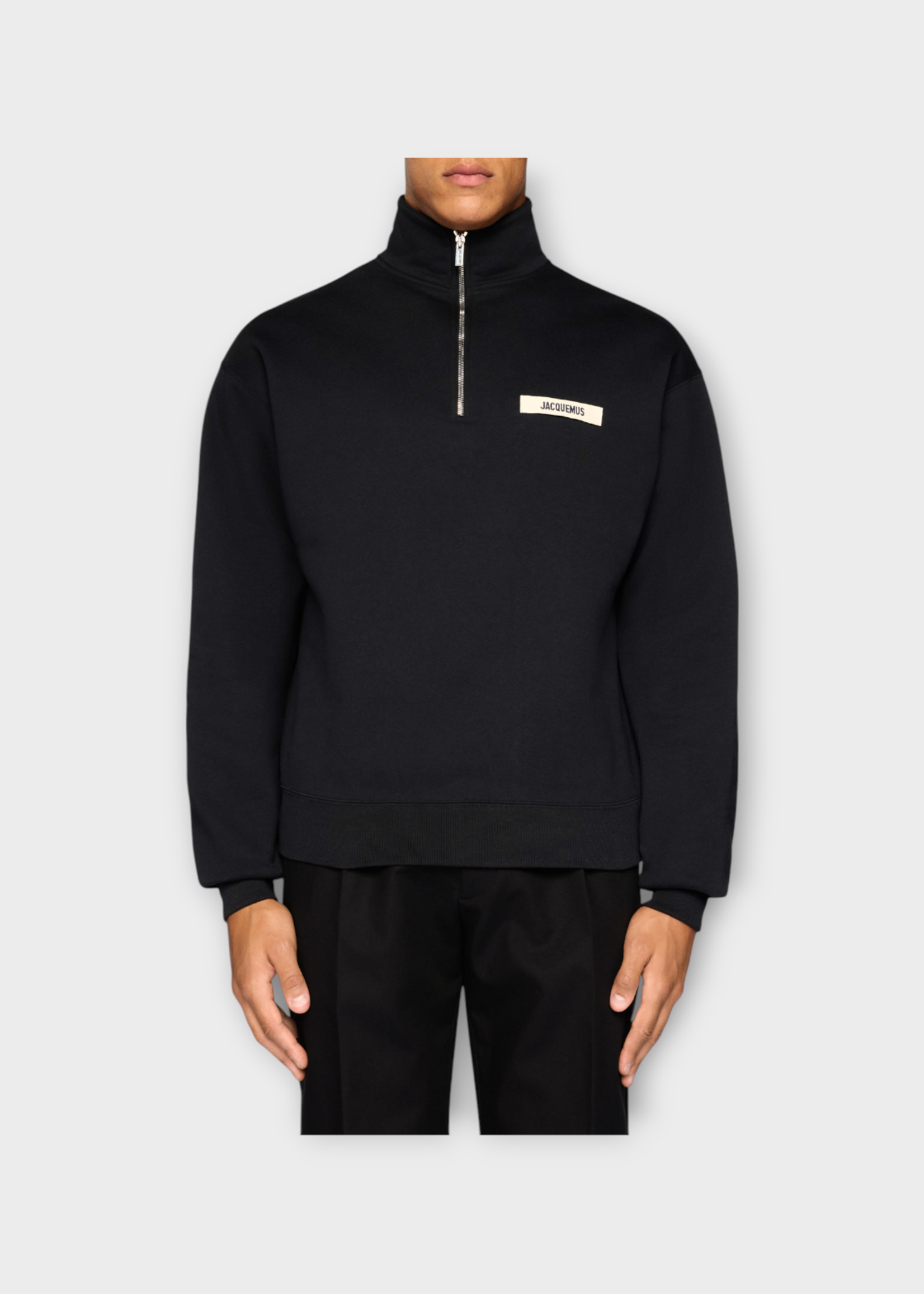 Jacquemus Jacquemus Sweatshirt, Black, Le Camionneur Gros Grain Zip Up Oversized Sweatshirt
