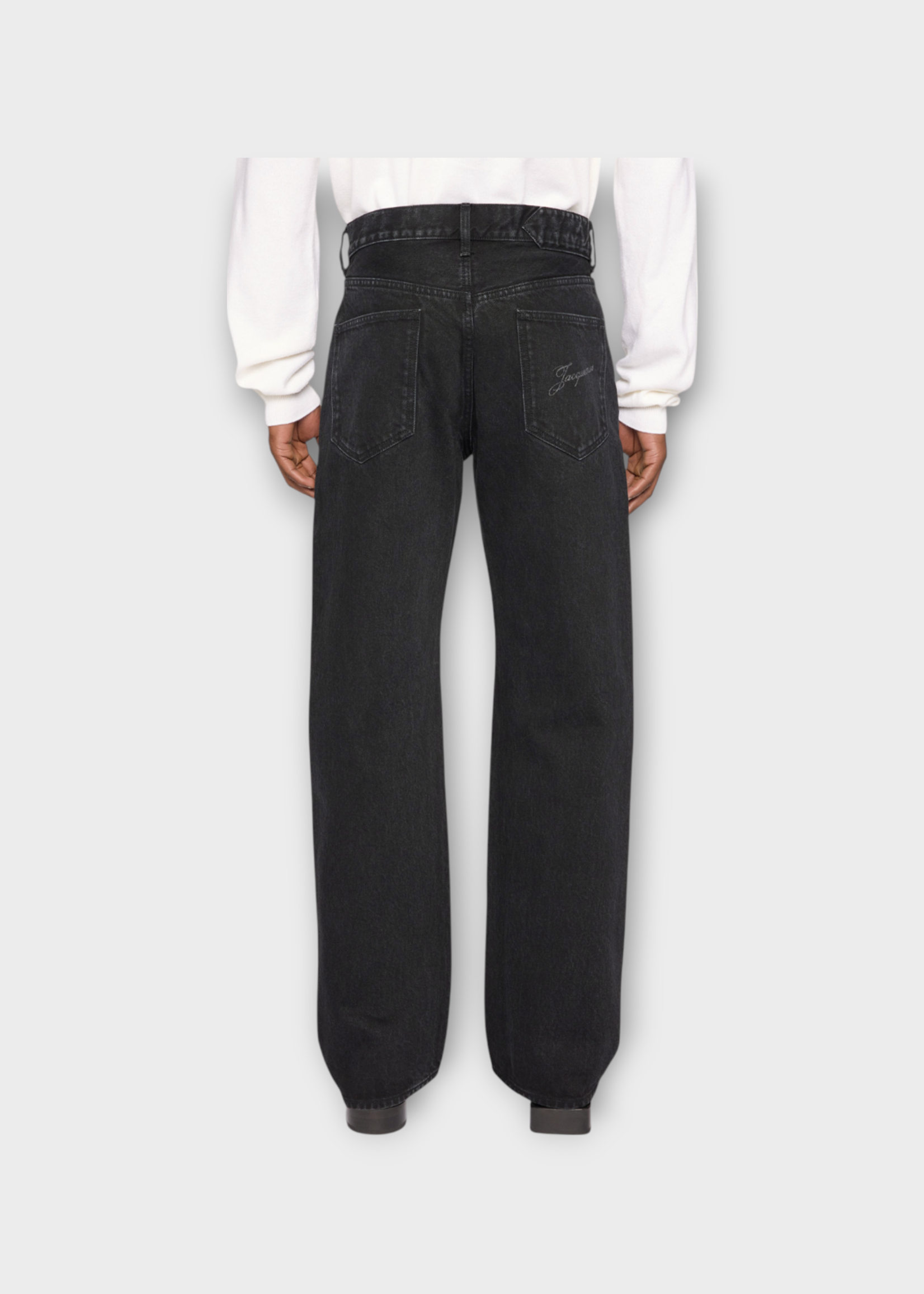 Jacquemus Jacquemus Jeans, Black, Le De Nimes Droit Straight Leg Jacquemus Embroidery Trousers