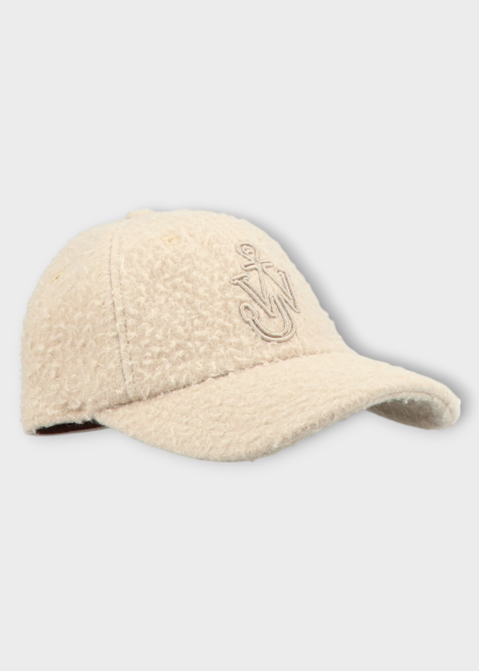 J.W. Anderson J.W. Anderson Hat, Beige, Bubble Wool Baseball Cap In Beige w/ Logo Embroidery