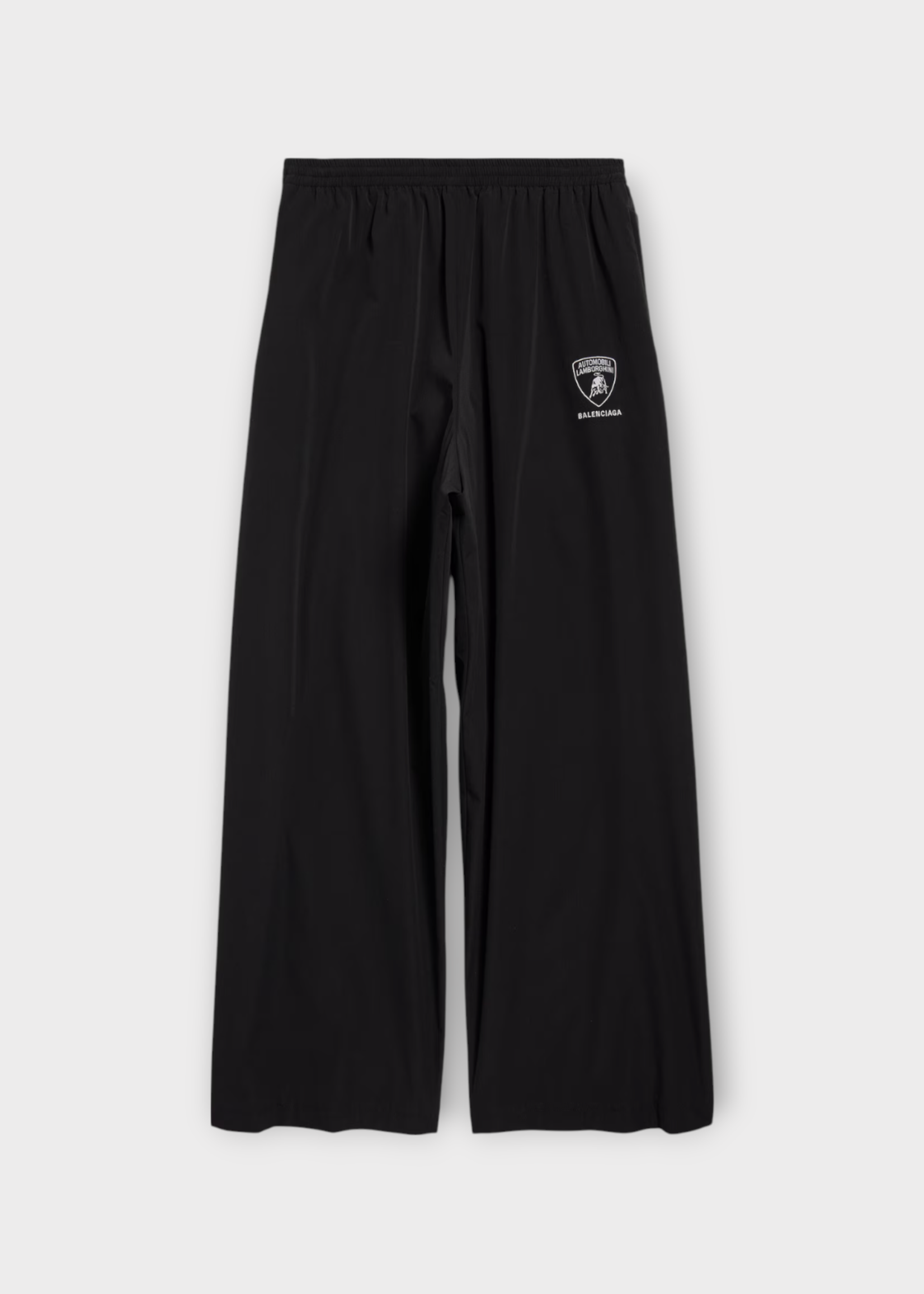 Balenciaga Balenciaga Trousers, Black, Straight Leg Sweatpants In Faded Black w/ "Automobili Lamborghini" Embroidery