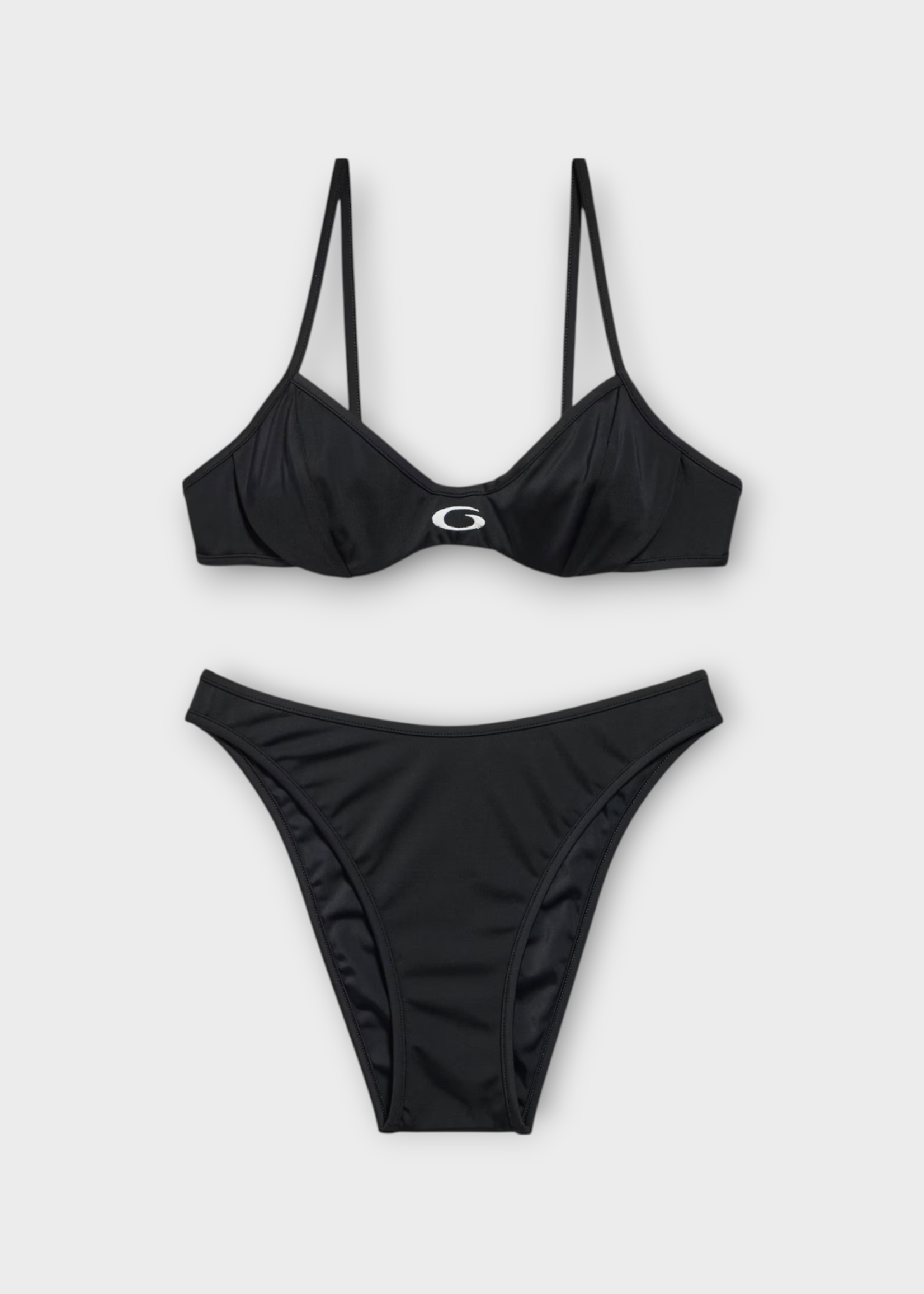 Balenciaga Balenciaga Swimwear, Black, Sporty Bikini Set in Black w/ Loop Sports Icon Embroidery