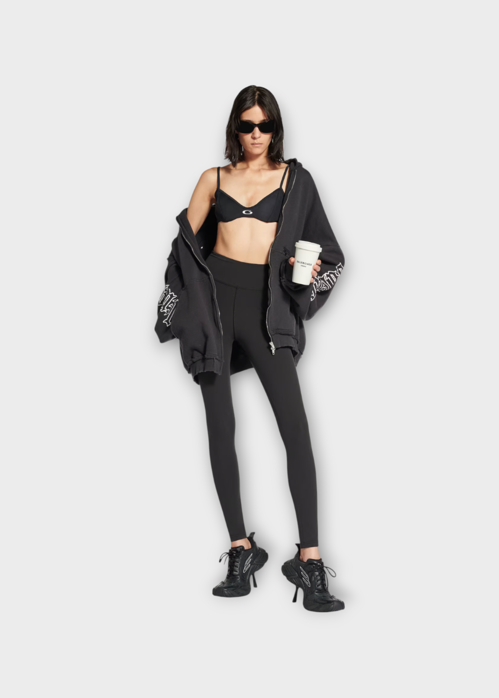 Balenciaga Balenciaga Swimwear, Black, Sporty Bikini Set in Black w/ Loop Sports Icon Embroidery
