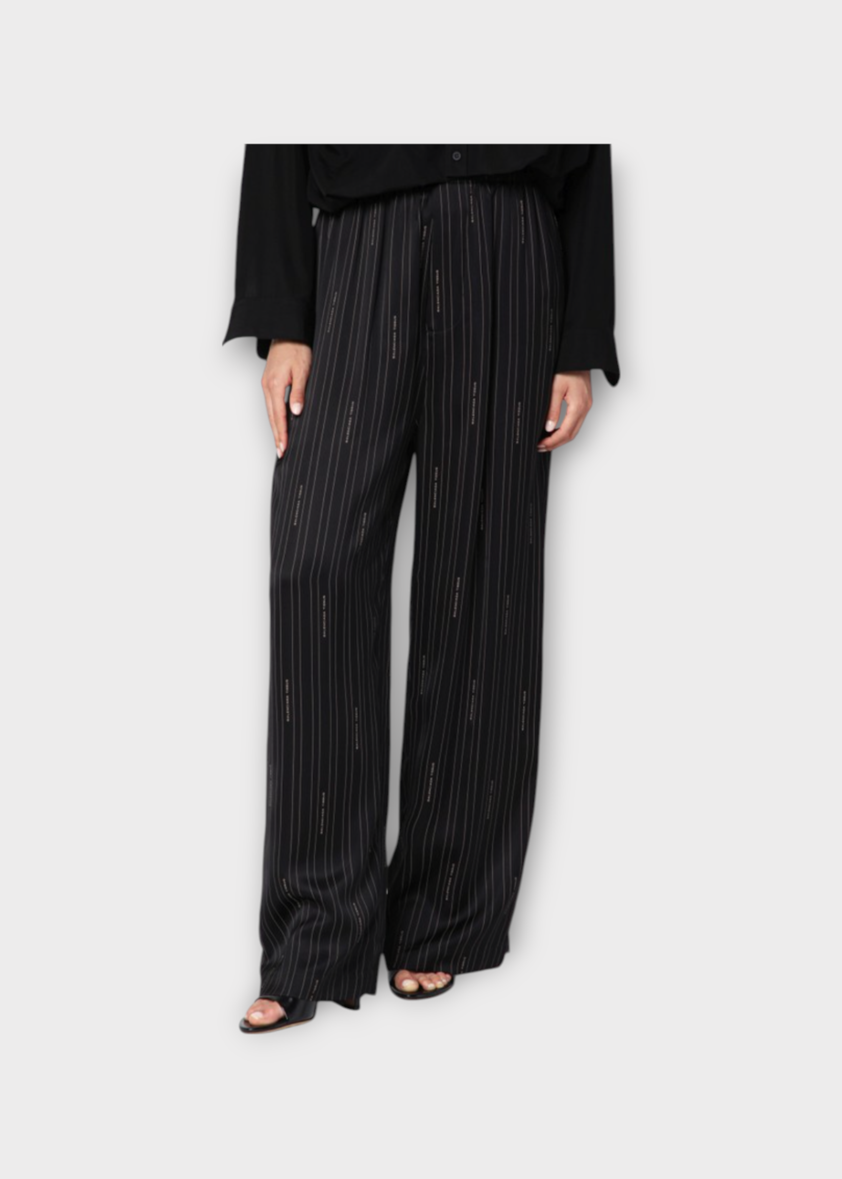 Balenciaga Balenciaga Trousers, Multi, Elasticated Waist Wide Leg Striped Pyjama Trousers in Black & Camel