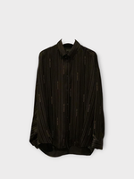 Balenciaga Balenciaga Shirt, Multi, Collared Button Up Striped Pyjama Shirt in Black & Camel