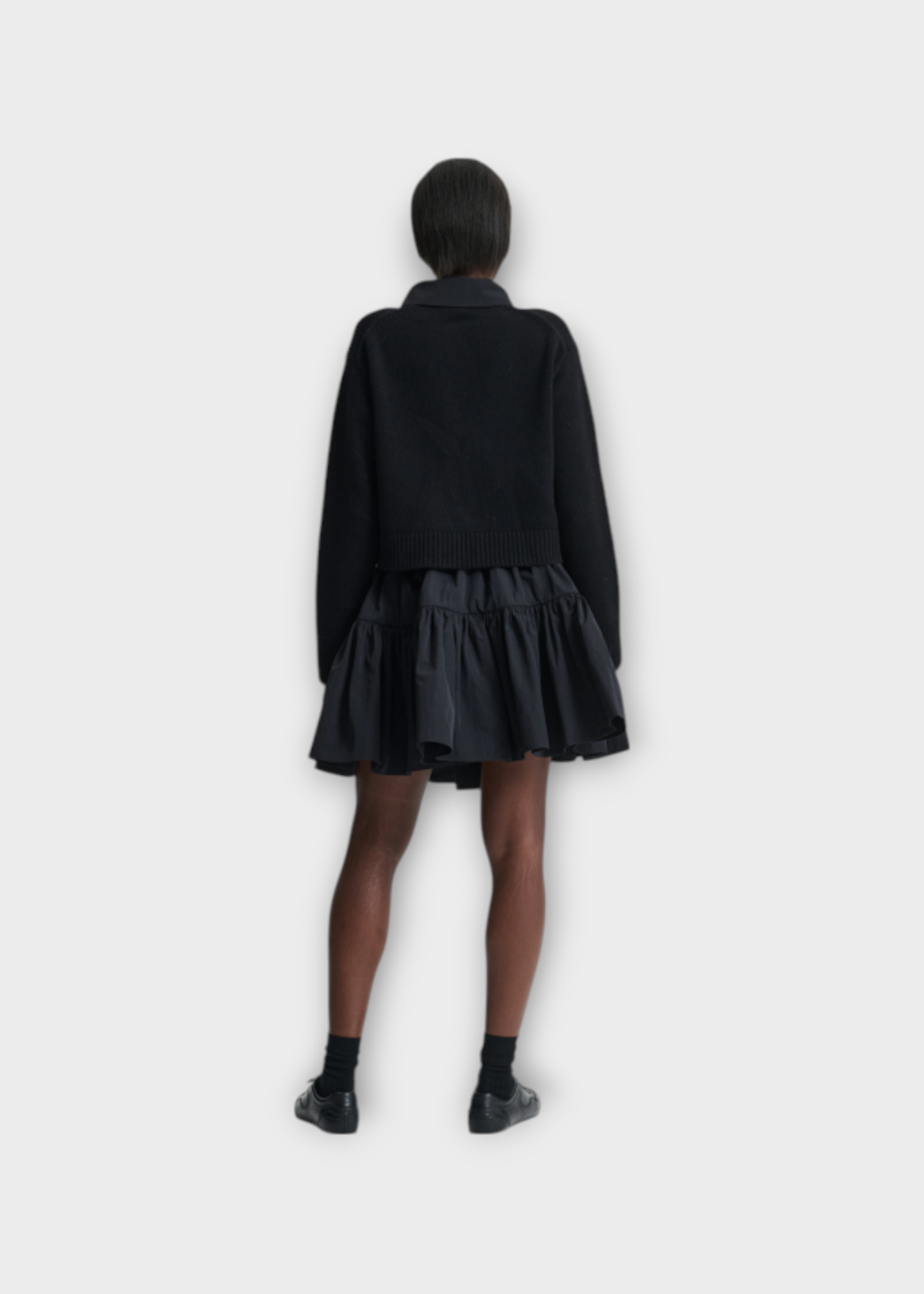 Cecilie Bahnsen Cecilie Bahnsen Knitwear, Black, Bibi Recycled Cashmere Collared Button Up Cardigan