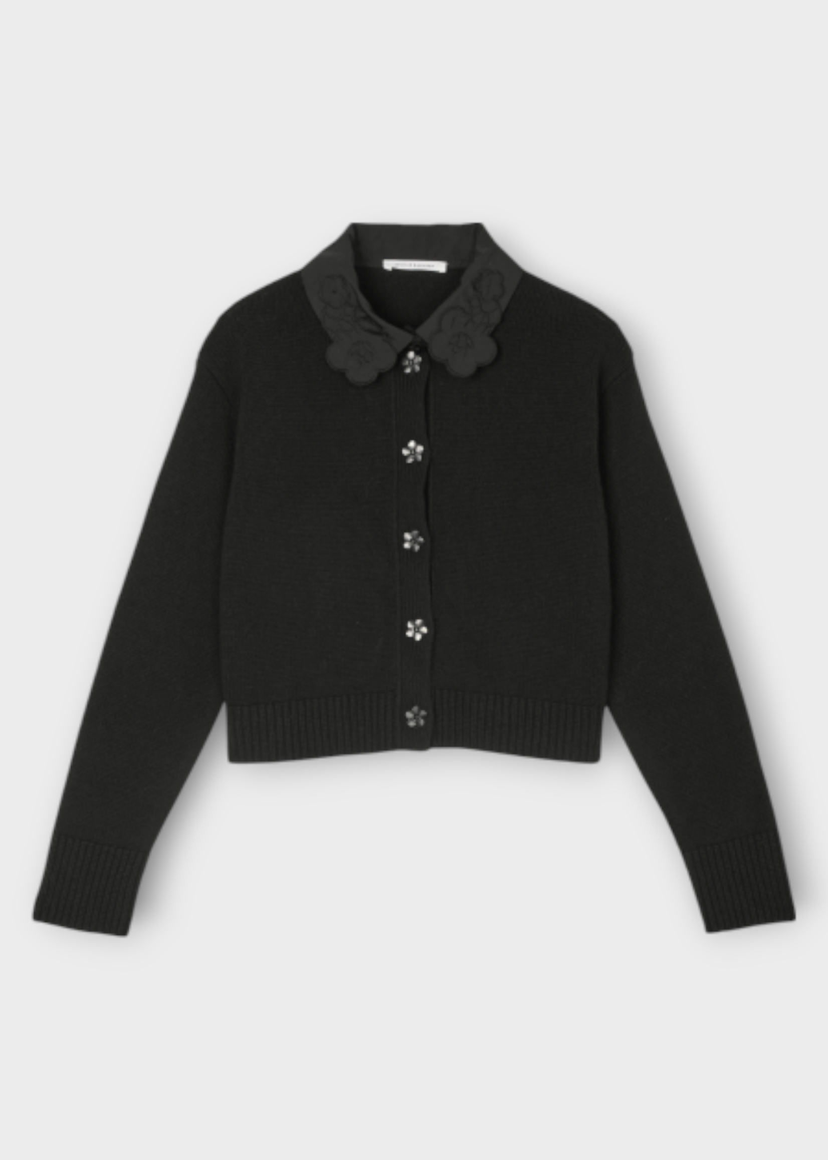 Cecilie Bahnsen Cecilie Bahnsen Knitwear, Black, Bibi Recycled Cashmere Collared Button Up Cardigan
