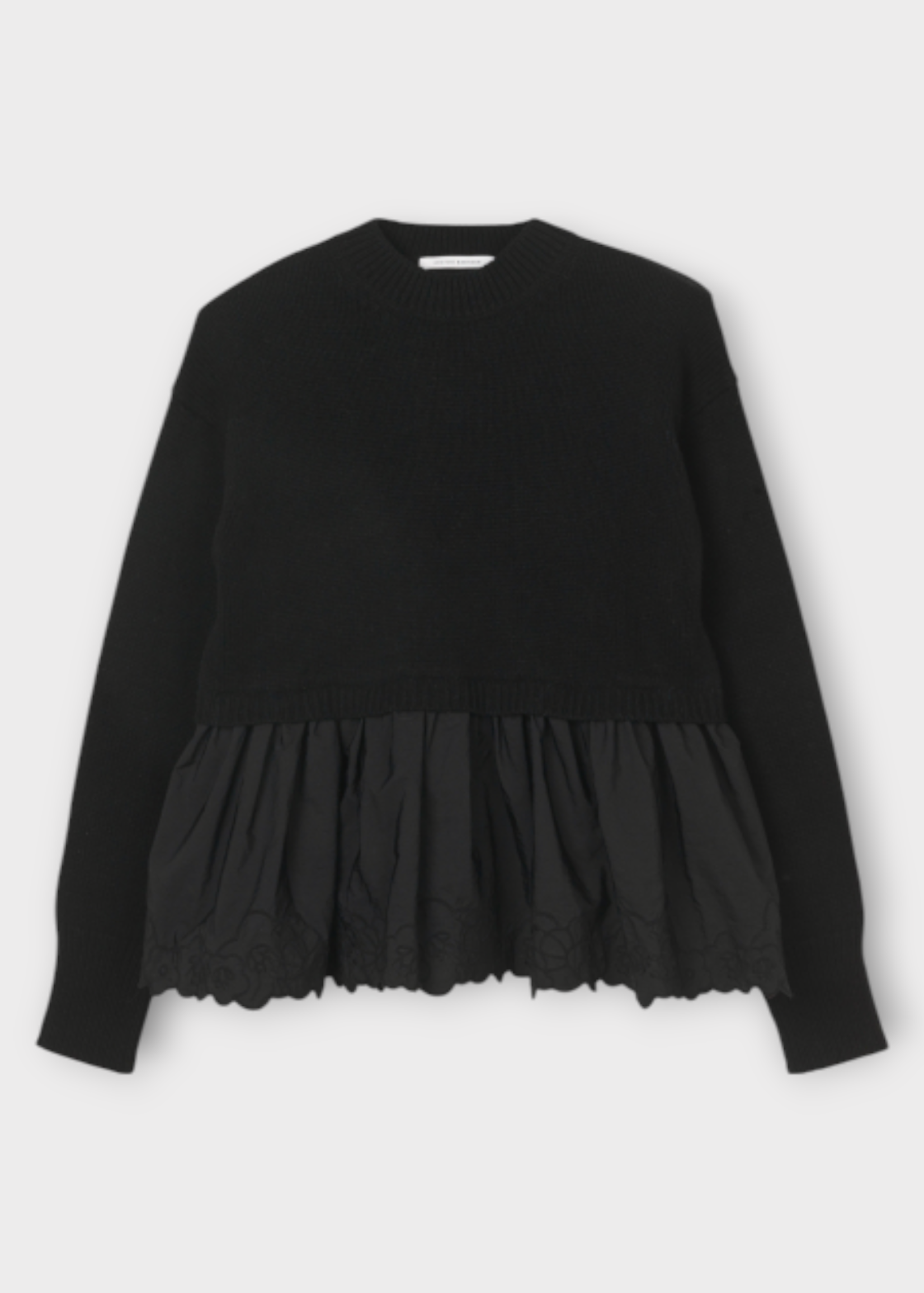 Cecilie Bahnsen Cecilie Bahnsen Knitwear, Black, Bera Recycled Cashmere w/ Ruffled Hem