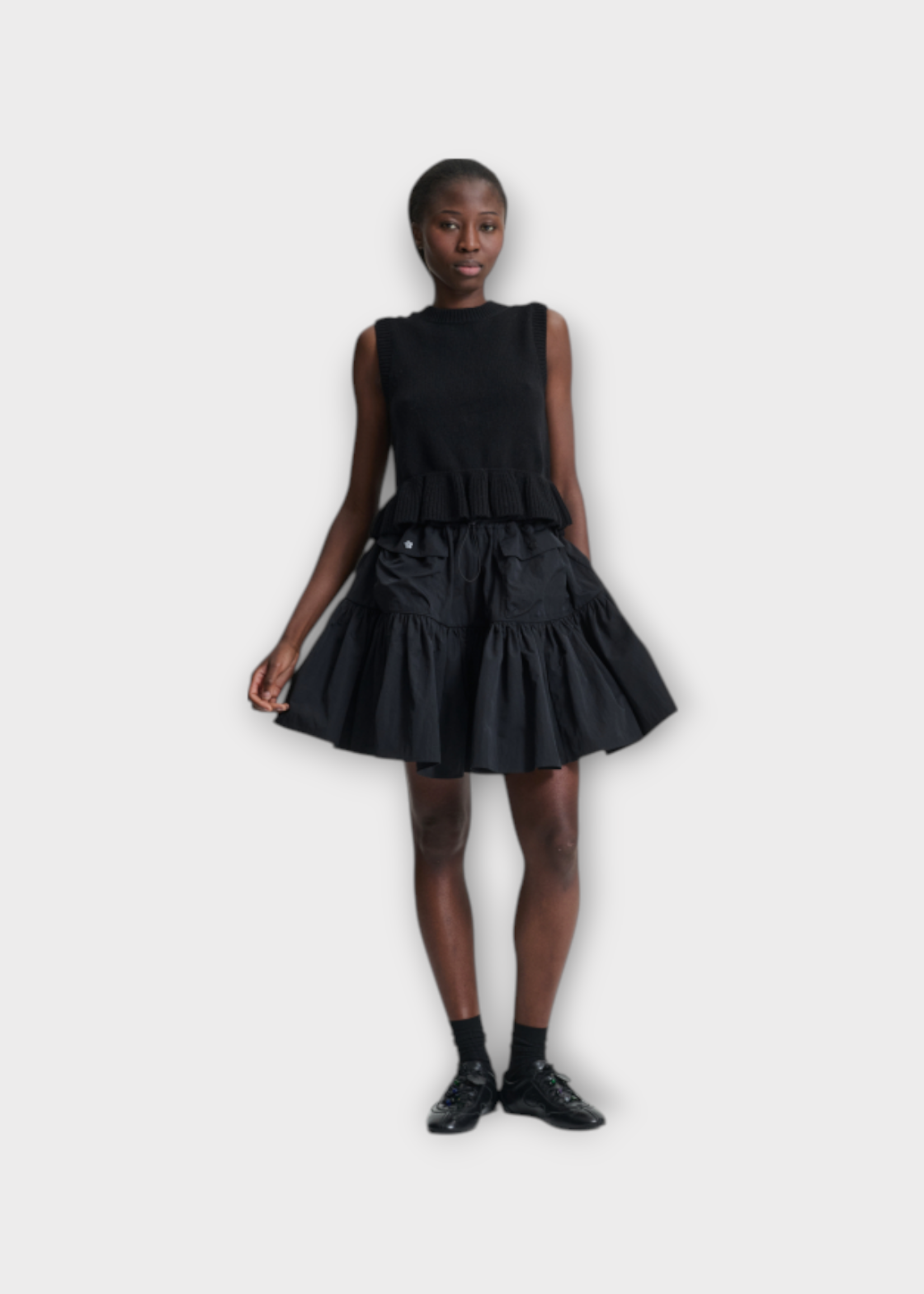 Cecilie Bahnsen Cecilie Bahnsen Skirt, Black, Blair Recycled Tafeta Ruffled Elastic Waist Skirt