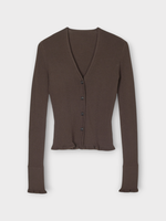 Cecilie Bahnsen Cecilie Bahnsen Knitwear, Brown, Bessie V-Neck Button Up Seamless Knit Cardigan
