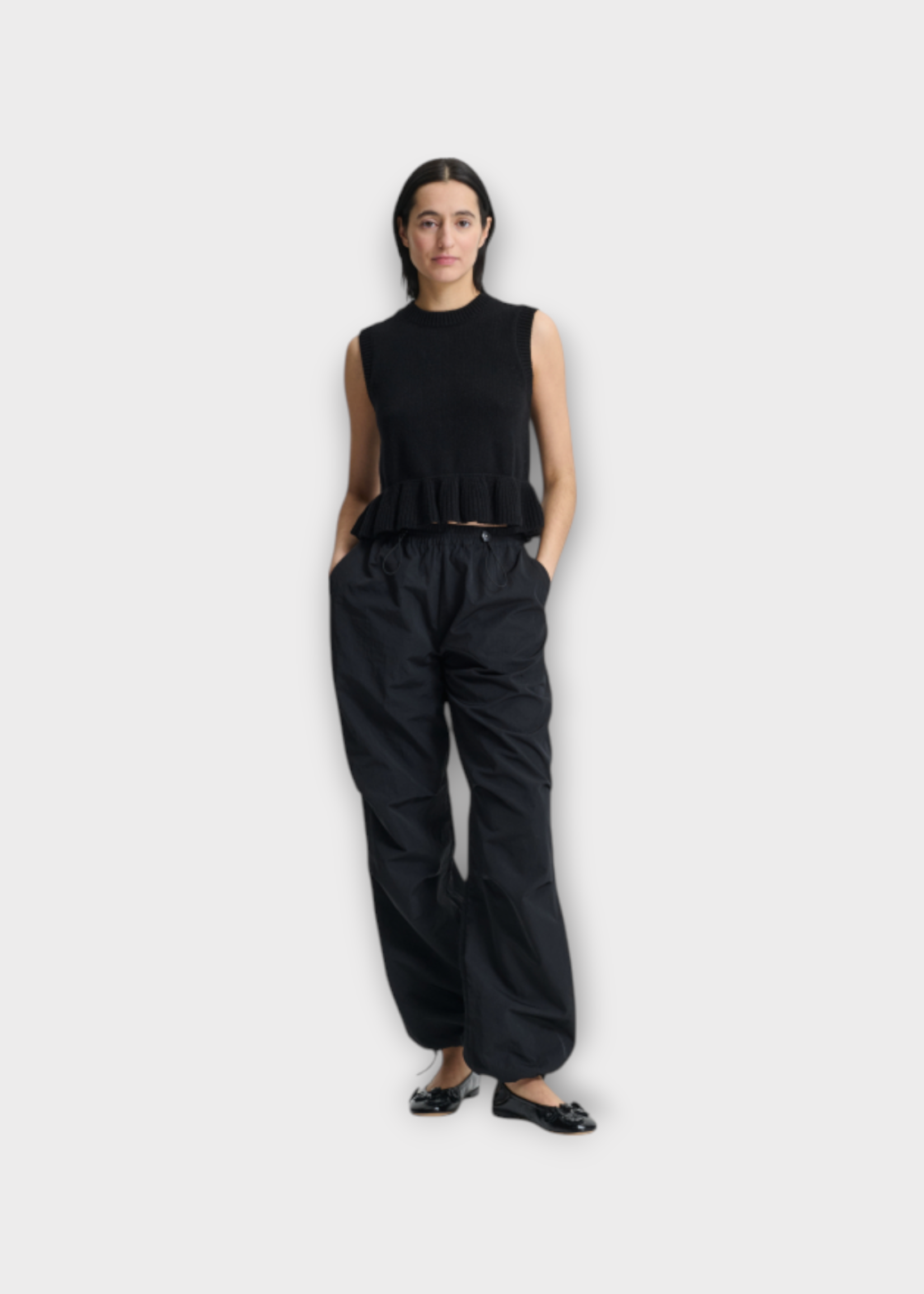 Cecilie Bahnsen Cecilie Bahnsen Trousers, Black, Brooks Recycled Tafeta Elastic Waist Joggers