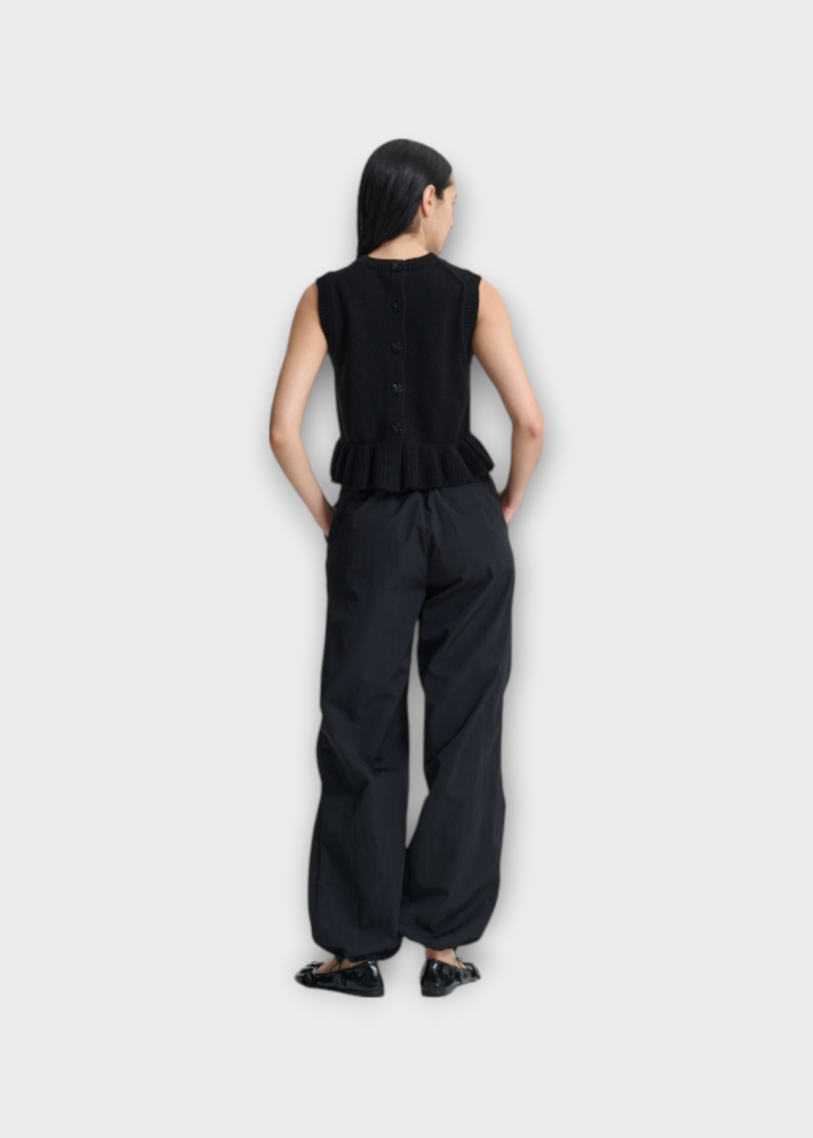 Cecilie Bahnsen Cecilie Bahnsen Trousers, Black, Brooks Recycled Tafeta Elastic Waist Joggers