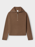 Courreges Courreges Knitwear, Brown, Wool Ribbed Trucker Sweater In Mocha