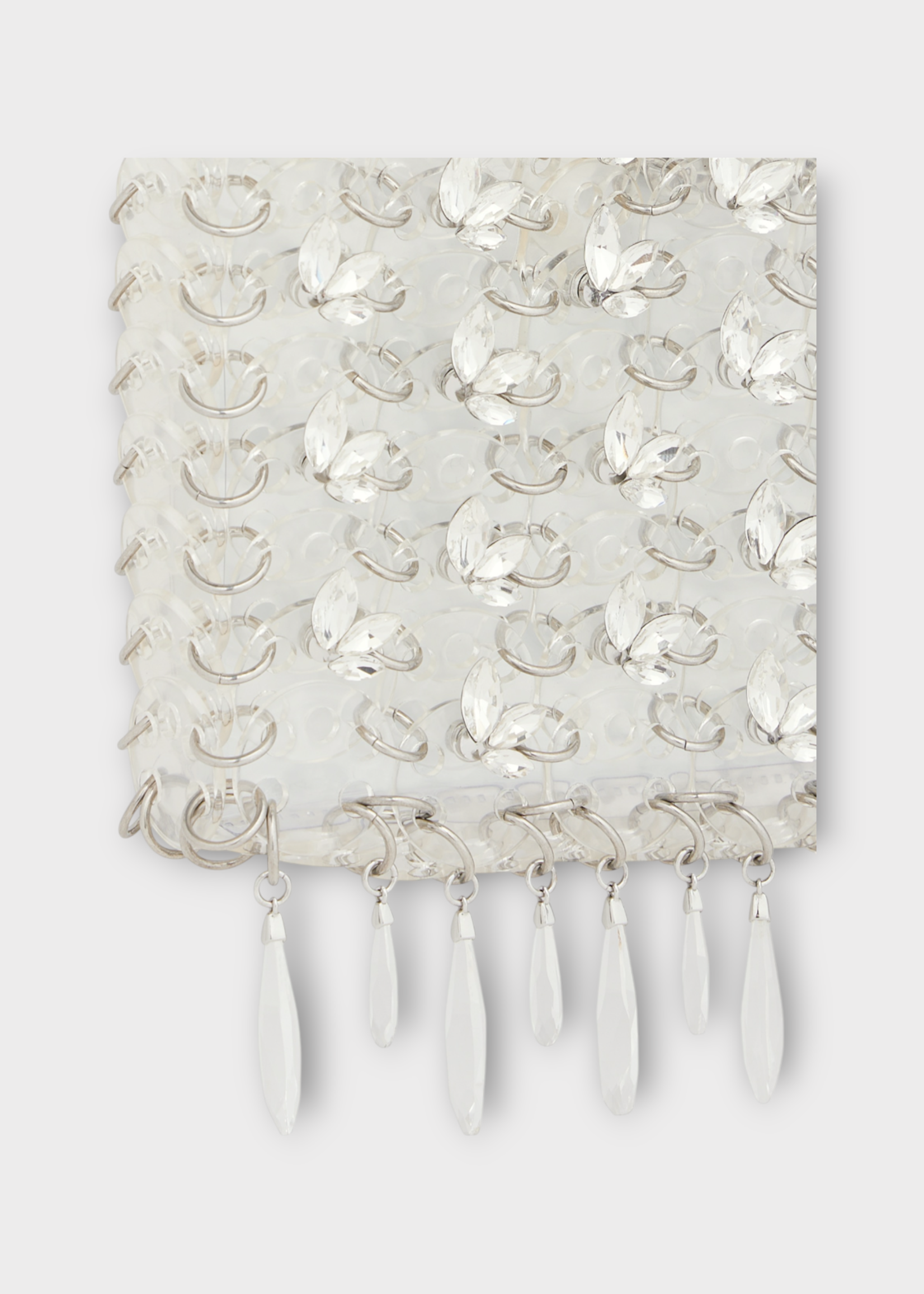 Rabanne Rabanne Bag, Silver, Resin 1969 Transparent Disc Shoulder Bag In Transparent & Silver w/ Silver Chain & Crystals Embelishment