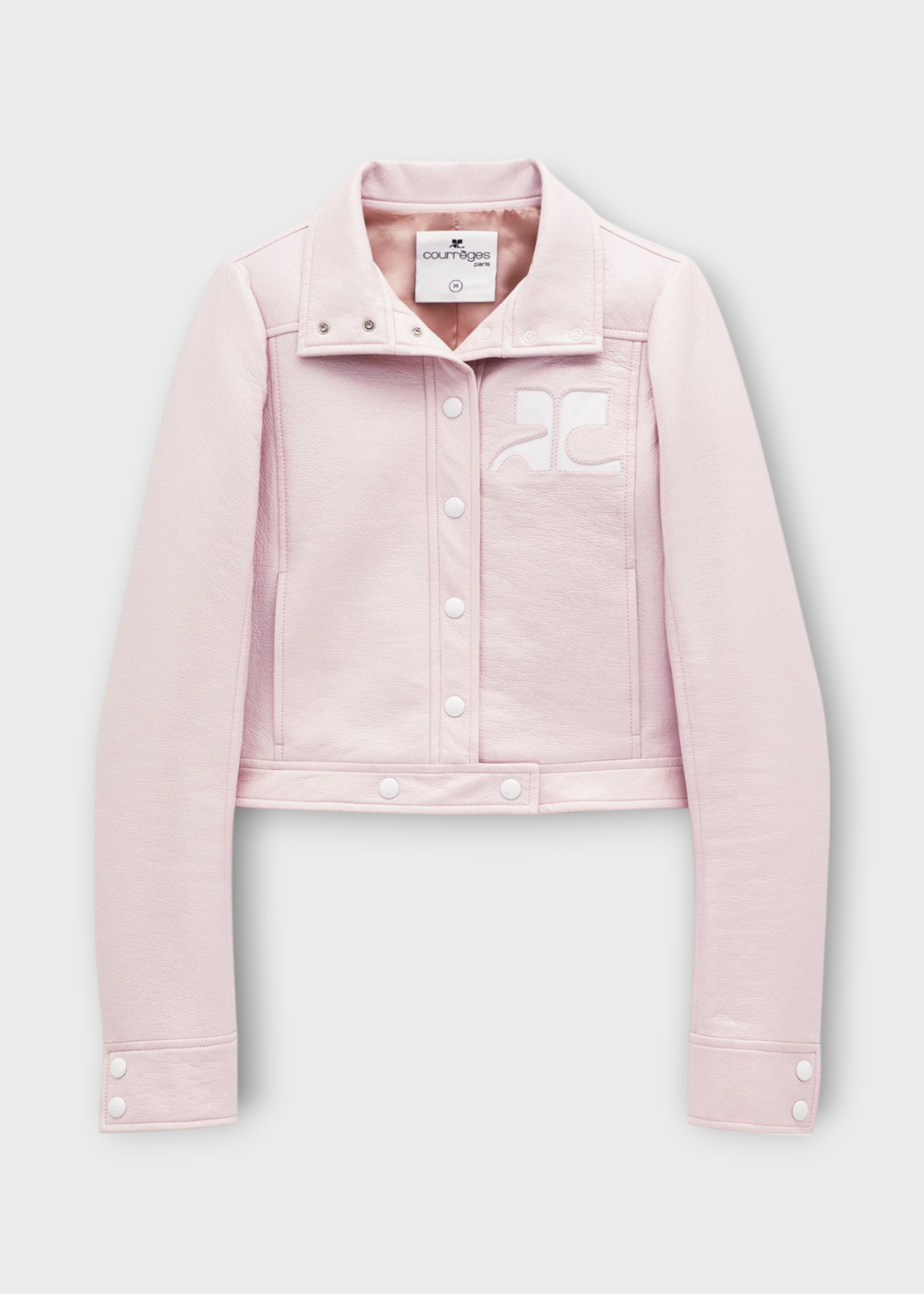 Courreges Courreges Jacket, Pink, Reedition Vinyl High Neck Jacket In Pale Pink w/ Logo Patch