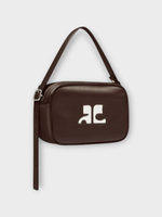 Courreges Courreges Bag, Brown, Reedition Calf Leather Camera Shoulder Bag In Chocolate w/ Logo Patch