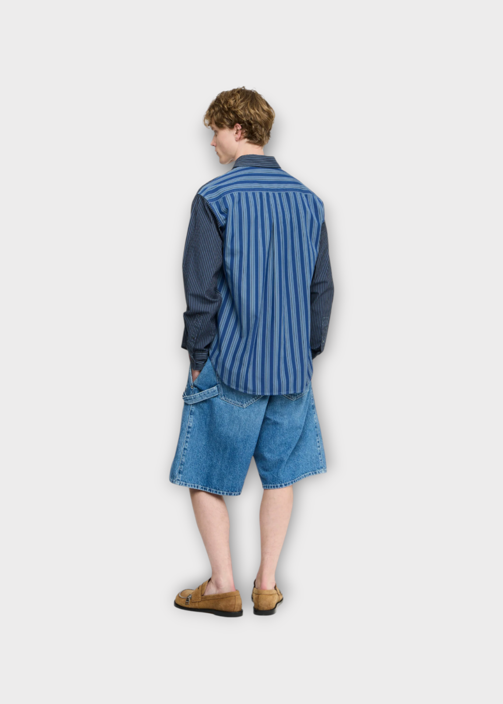 J.W. Anderson J.W. Anderson Shirt, Navy, Cotton Collared Buttoned Striped Shirt In Navy