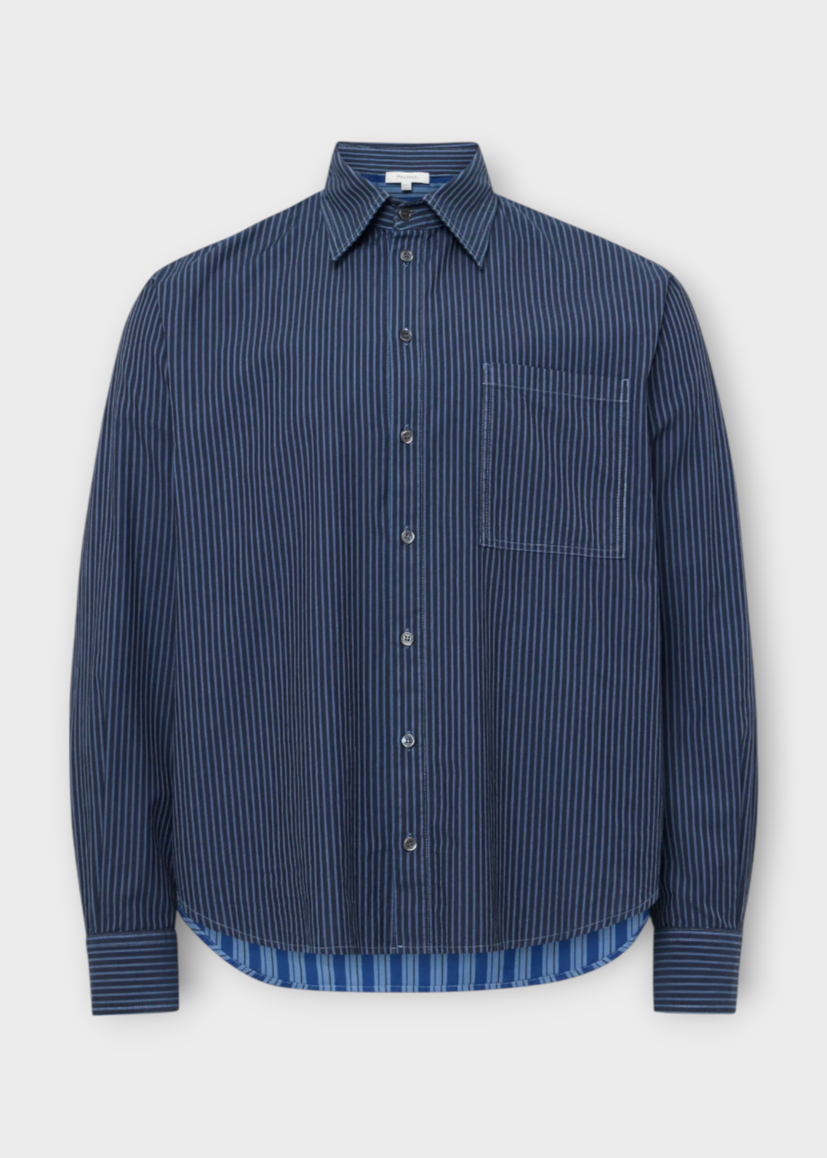 J.W. Anderson J.W. Anderson Shirt, Navy, Cotton Collared Buttoned Striped Shirt In Navy