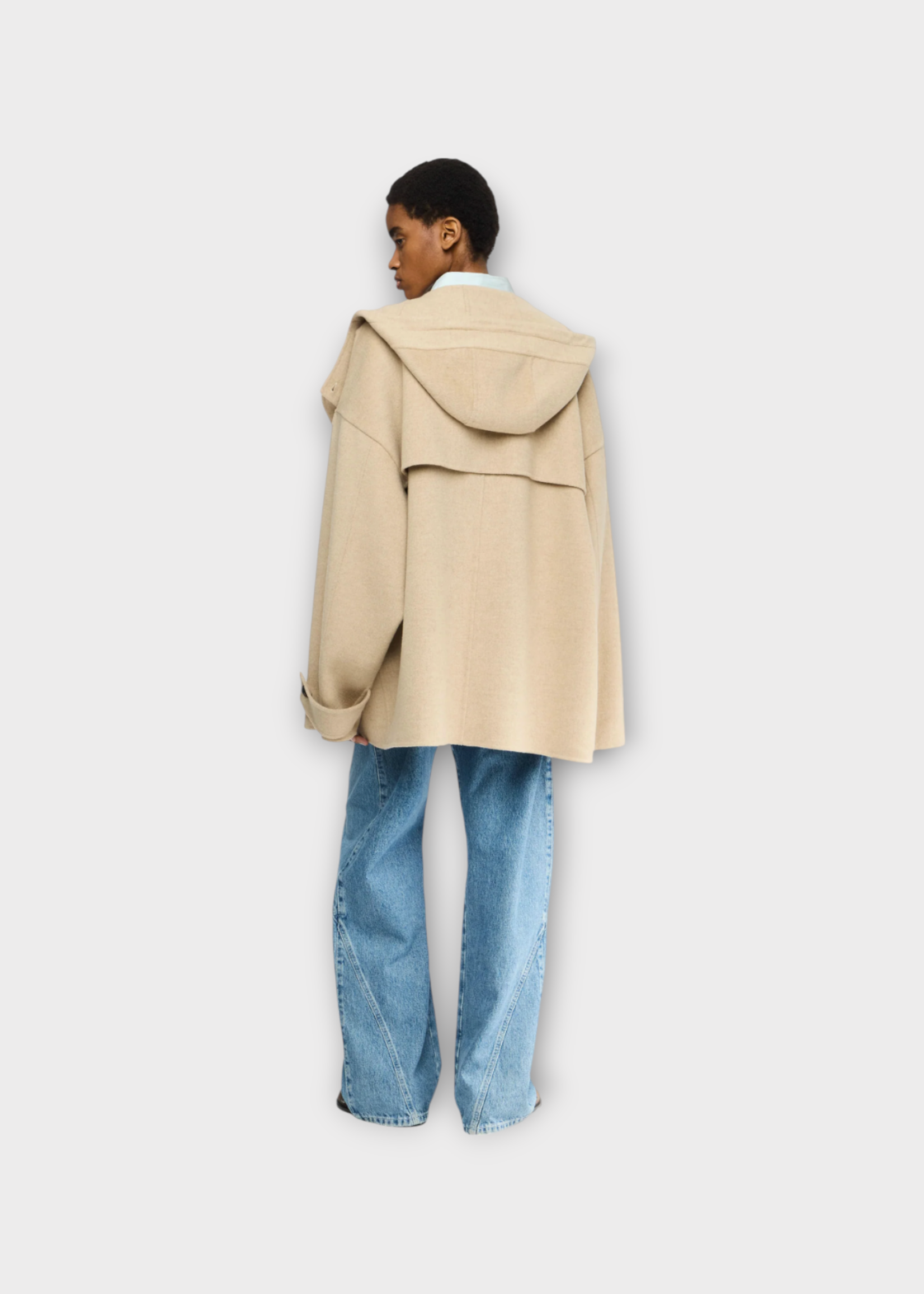 J.W. Anderson J.W. Anderson Coat, Beige, Wool Oversized Hooded Peacoat In Clay Melange