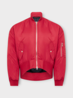J.W. Anderson J.W. Anderson Jacket, Red, Nylon Oversized Curved Hem Bomber Jacket In Ruby
