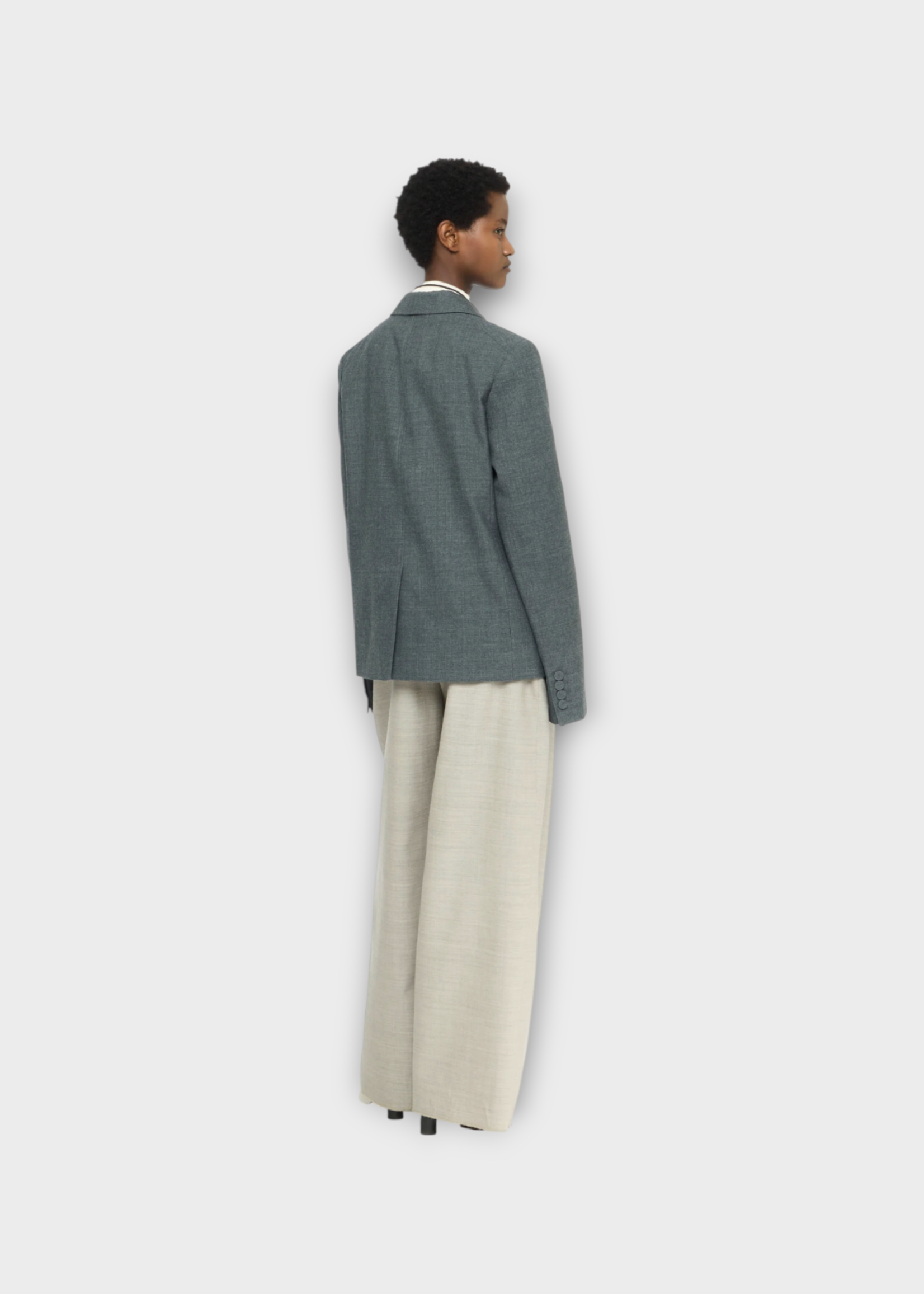 J.W. Anderson J.W. Anderson Jacket, Grey, Wool Twill Double Breasted Tailored Blazer In Charcoal Melange