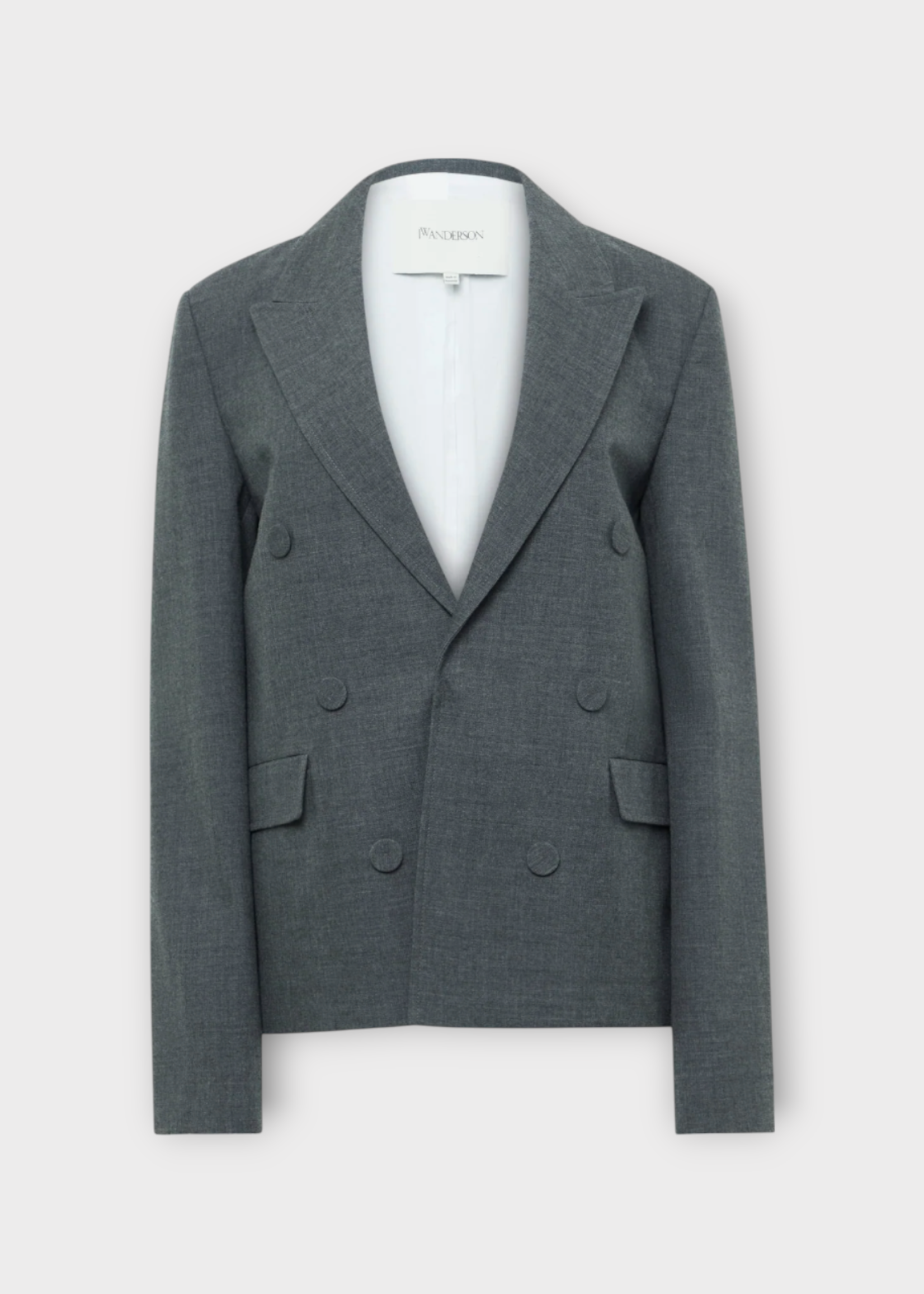 J.W. Anderson J.W. Anderson Jacket, Grey, Wool Twill Double Breasted Tailored Blazer In Charcoal Melange