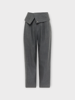 J.W. Anderson J.W. Anderson Trousers, Grey, Wool Twill High Rise Wide Leg Fold Over Pants In Charcoal Melange