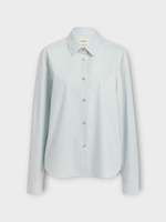 Khaite Khaite Shirt, Blue, Argo Cotton Poplin Collared Button Up Top In Ice Blue