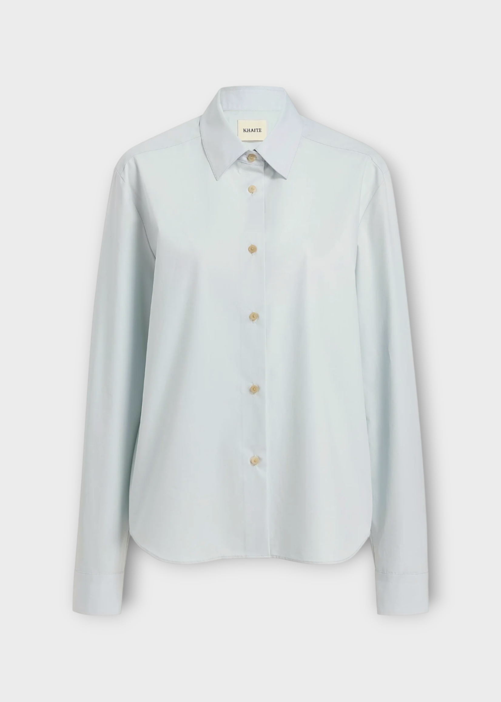Khaite Khaite Shirt, Blue, Argo Cotton Poplin Collared Button Up Top In Ice Blue
