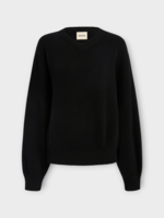 Khaite Khaite Knitwear, Black, Wolfe Cashmere V-Neck Sweater In Black w/ Dropped Shoulders