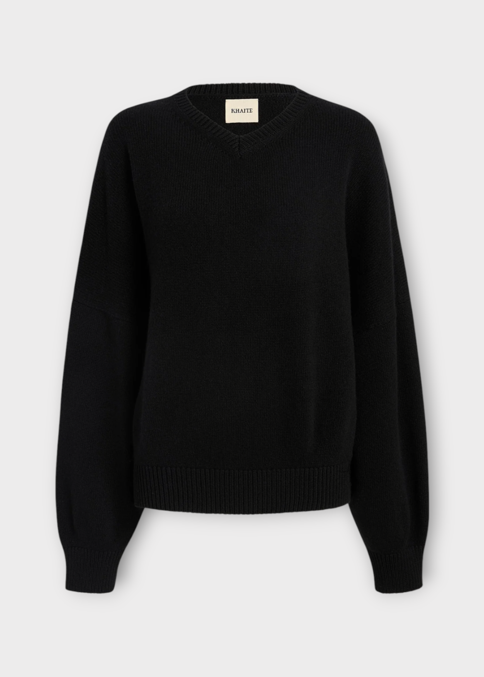 Khaite Khaite Knitwear, Black, Wolfe Cashmere V-Neck Sweater In Black w/ Dropped Shoulders