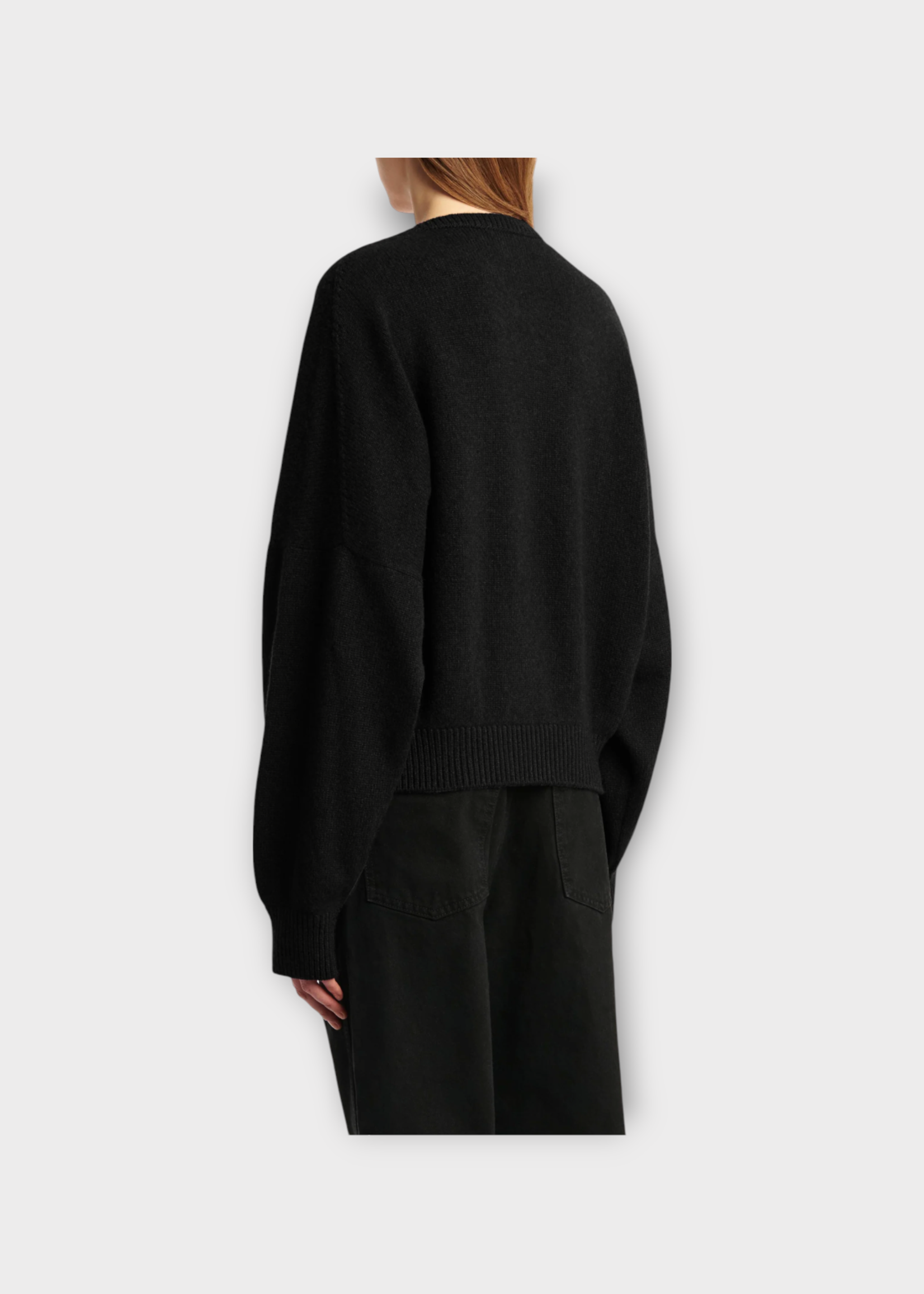 Khaite Khaite Knitwear, Black, Wolfe Cashmere V-Neck Sweater In Black w/ Dropped Shoulders