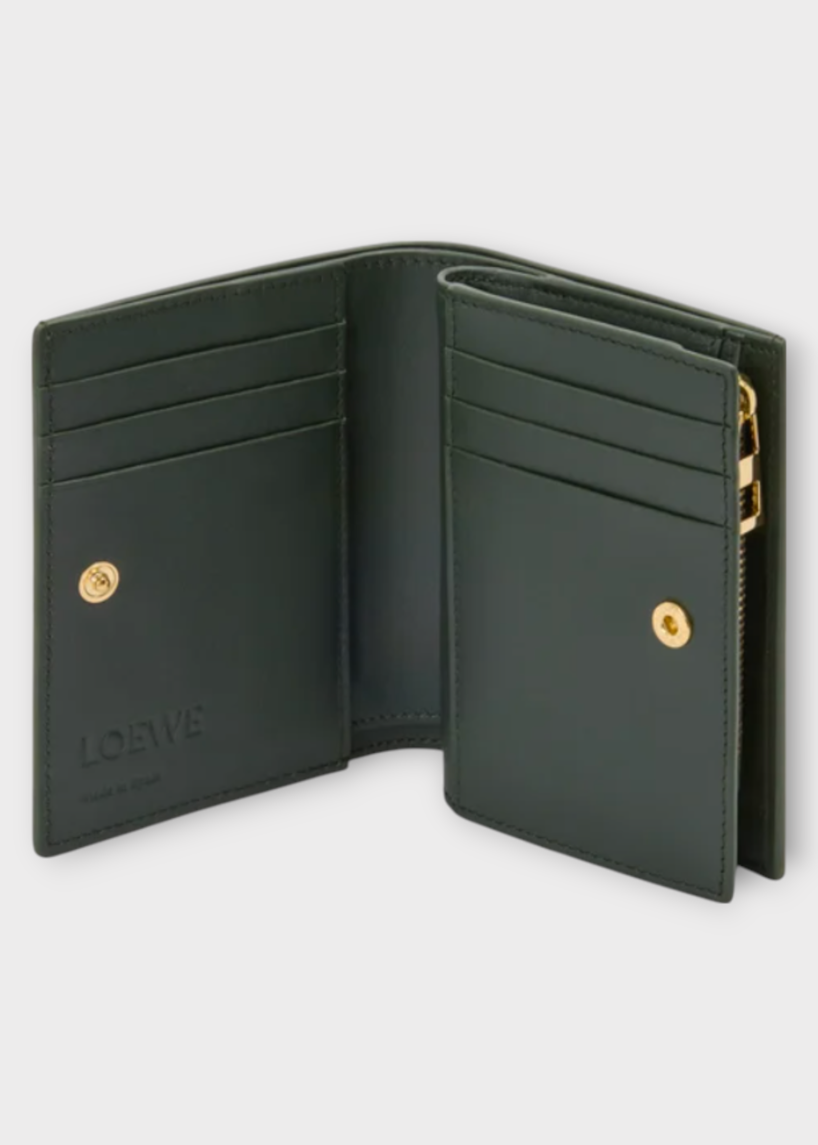 Loewe Loewe Wallet, Multi, Calfskin Landscape Compact Wallet In Bottle Green & Ochre