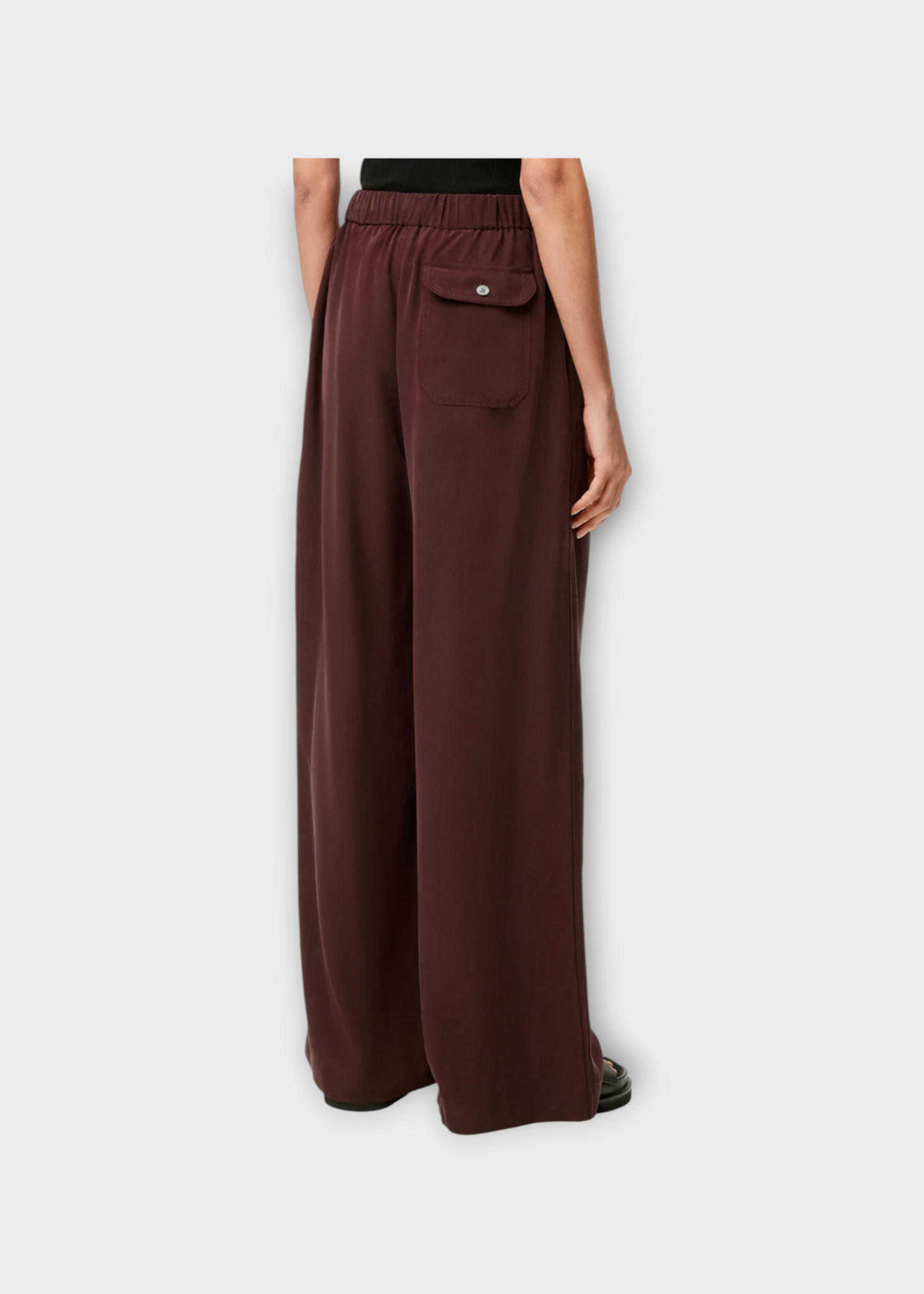 Loewe Loewe Trousers, Red, Silk Elasticated Mid Rise Wide Leg Pyjama Pants In Burgundy